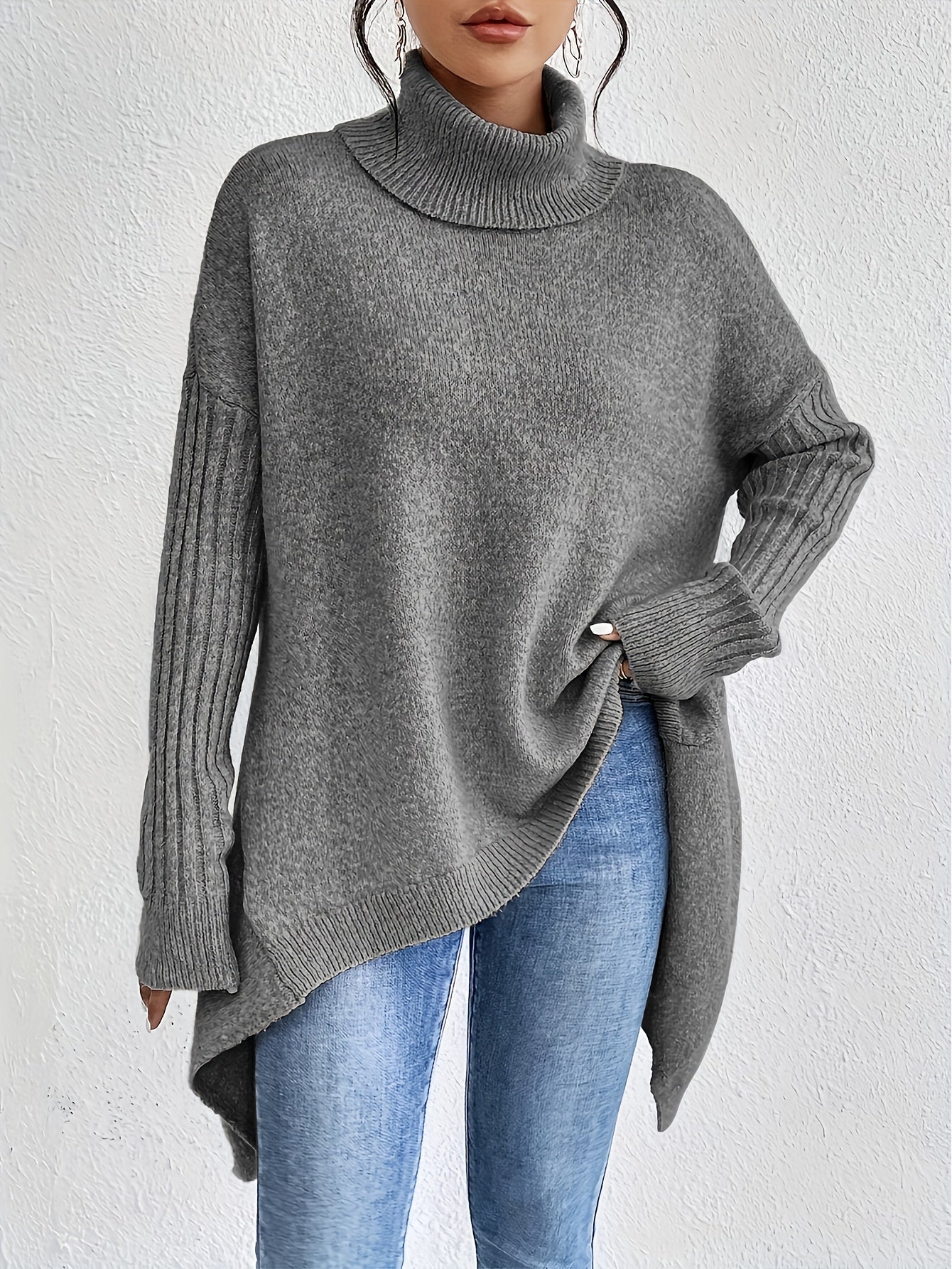 Tahlia - Casual Long Sleeve High Neck Sweater
