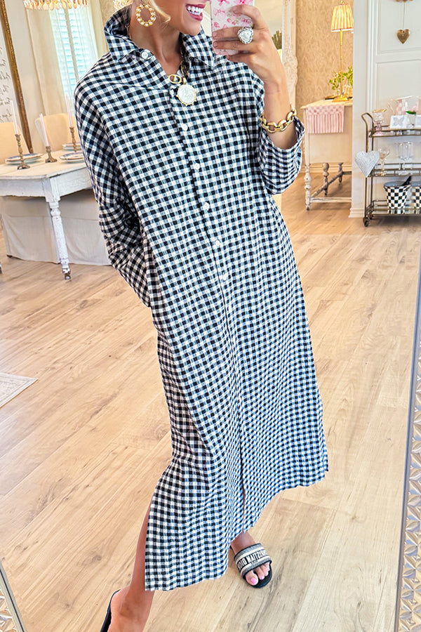 Seersucker Gingham Maxi Dress