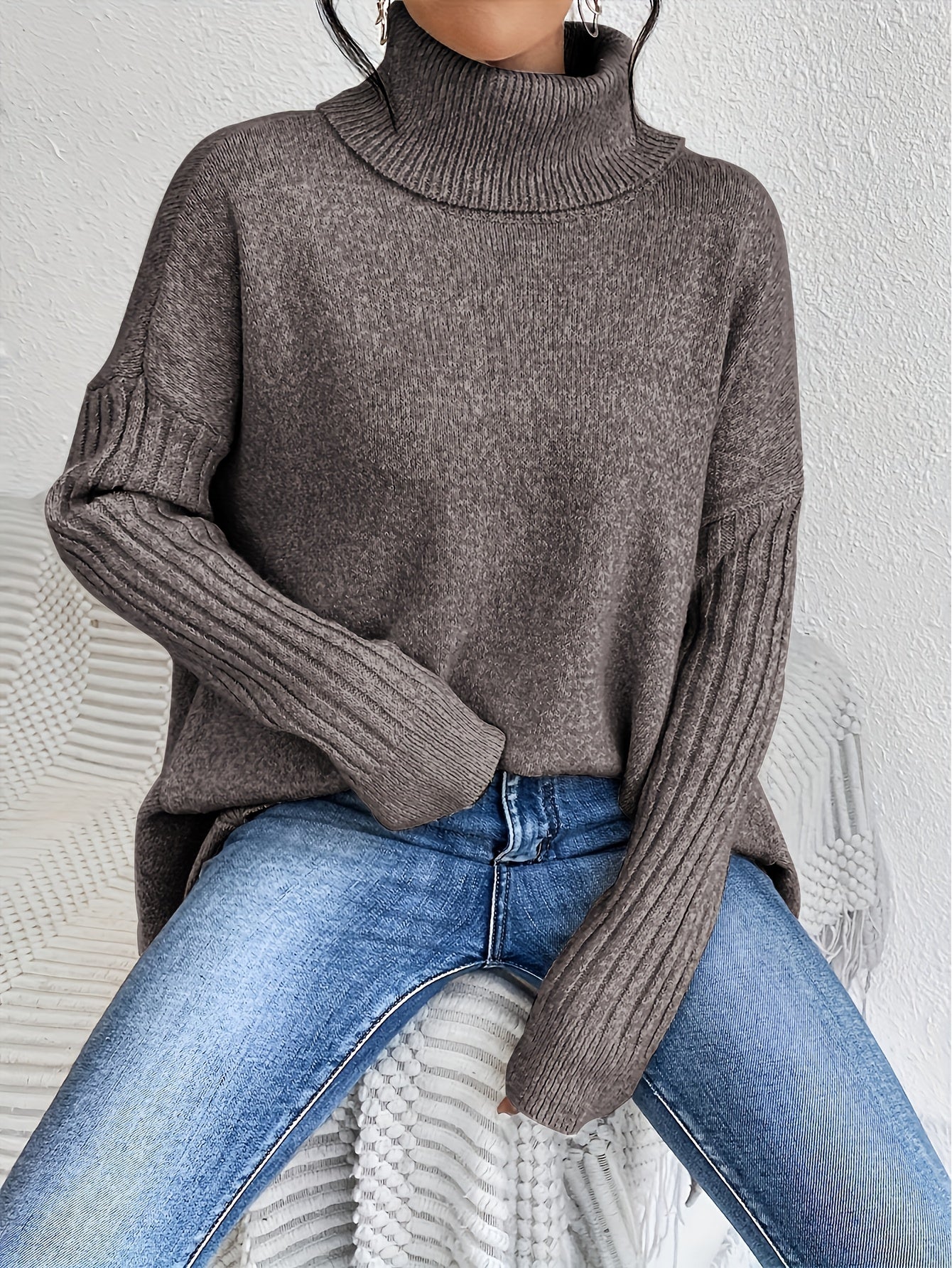 Tahlia - Casual Long Sleeve High Neck Sweater