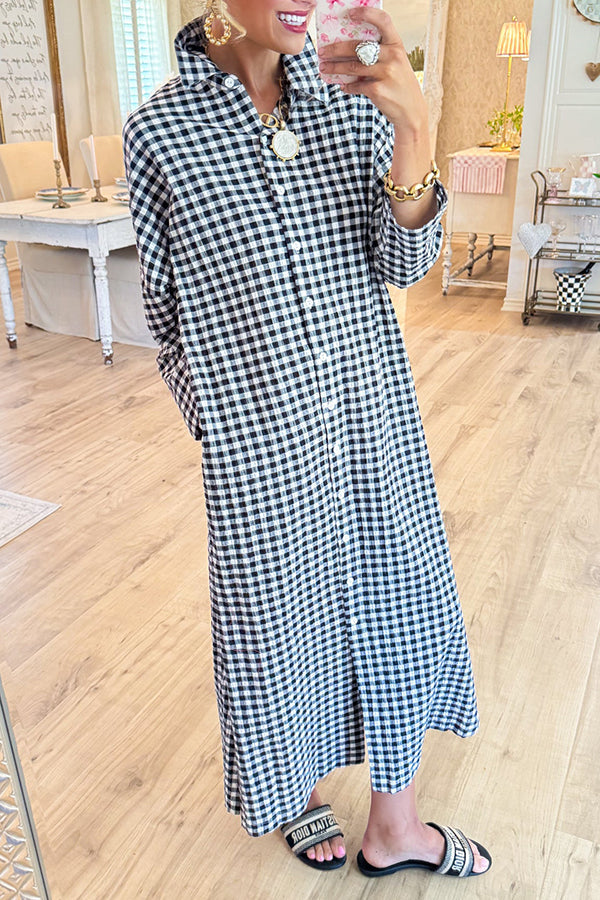 Seersucker Gingham Maxi Dress