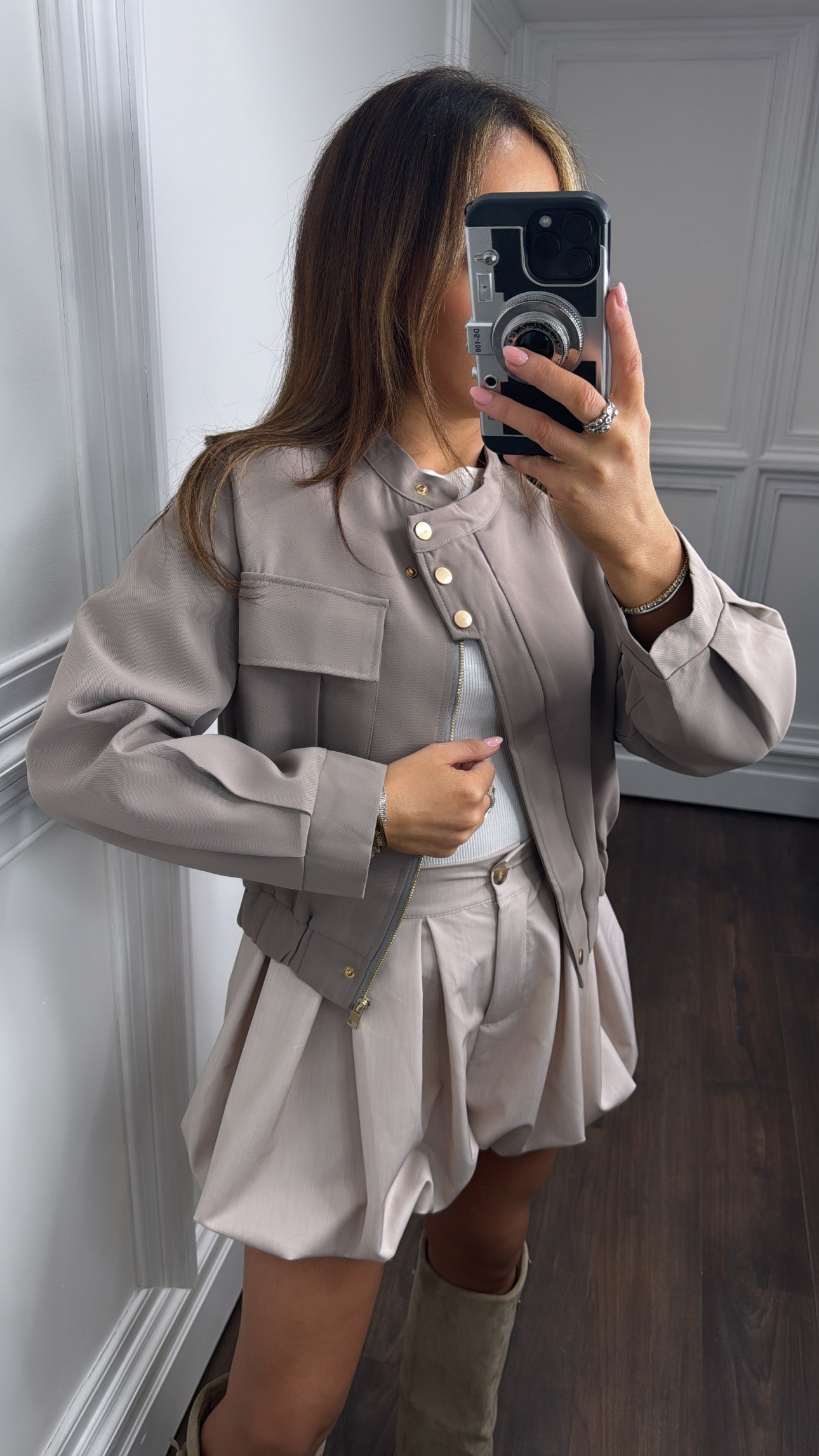 SAFIYA mocha bomber jacket