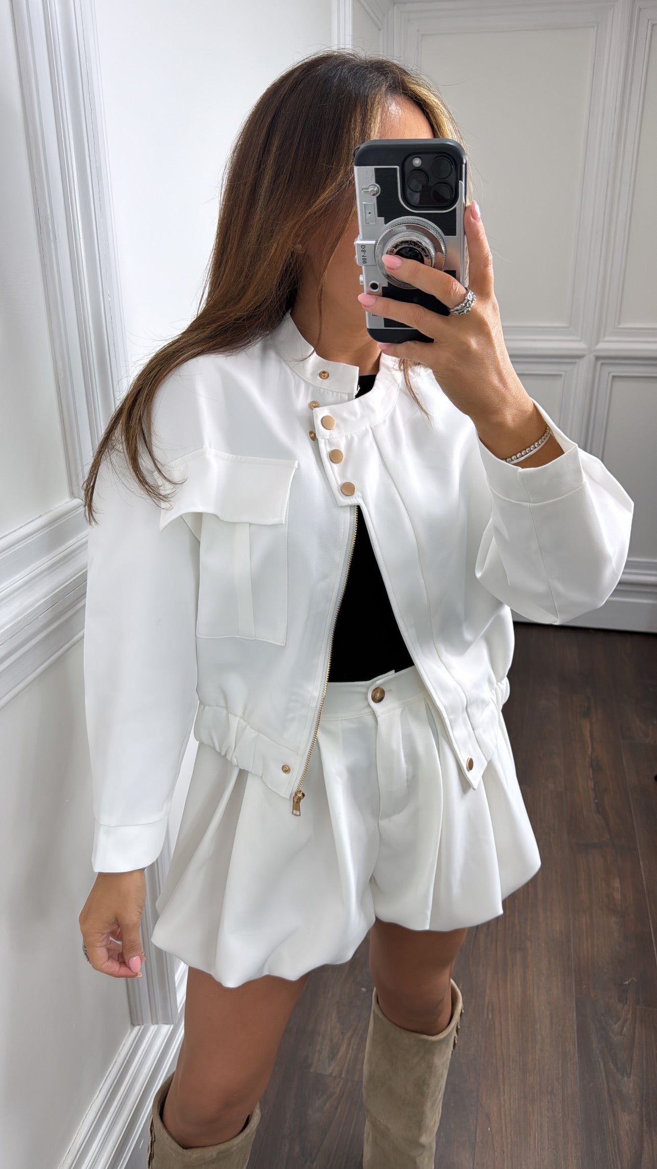 SAFIYA white bomber jacket