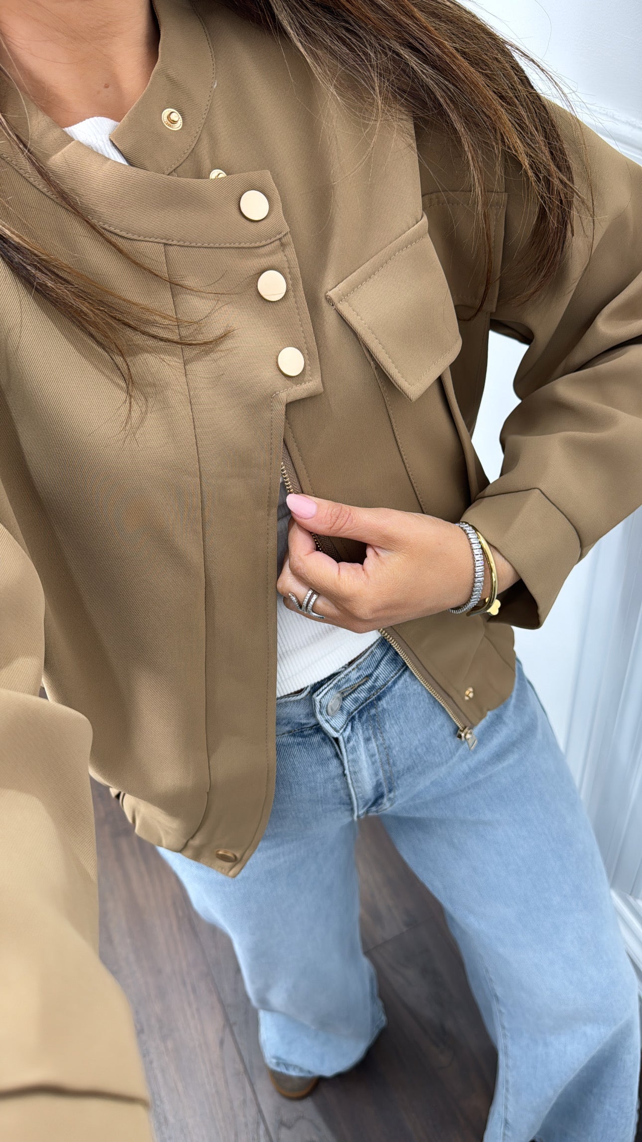 SAFIYA camel bomber jacket