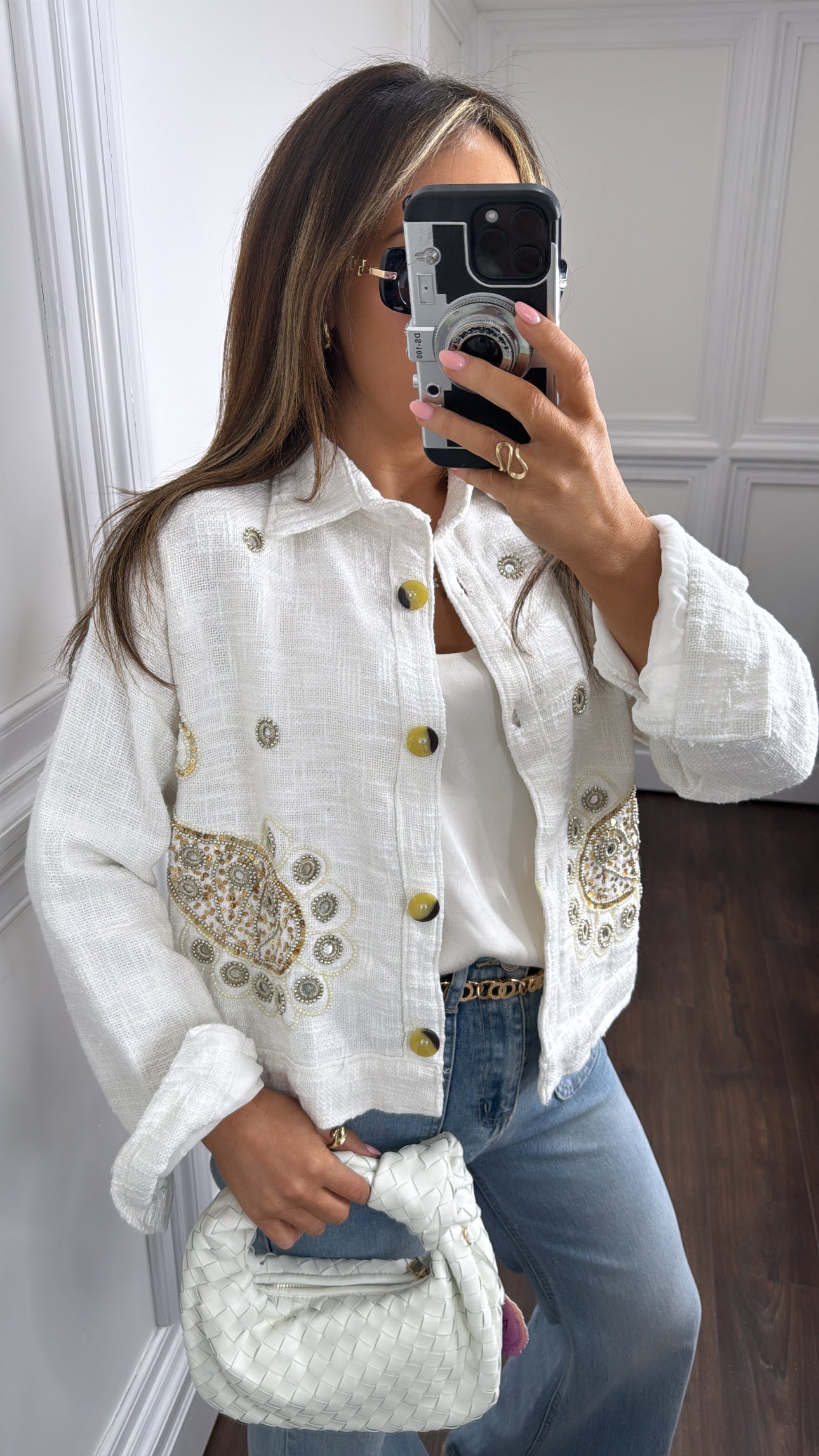 ARABELLA white paisley beaded jacket