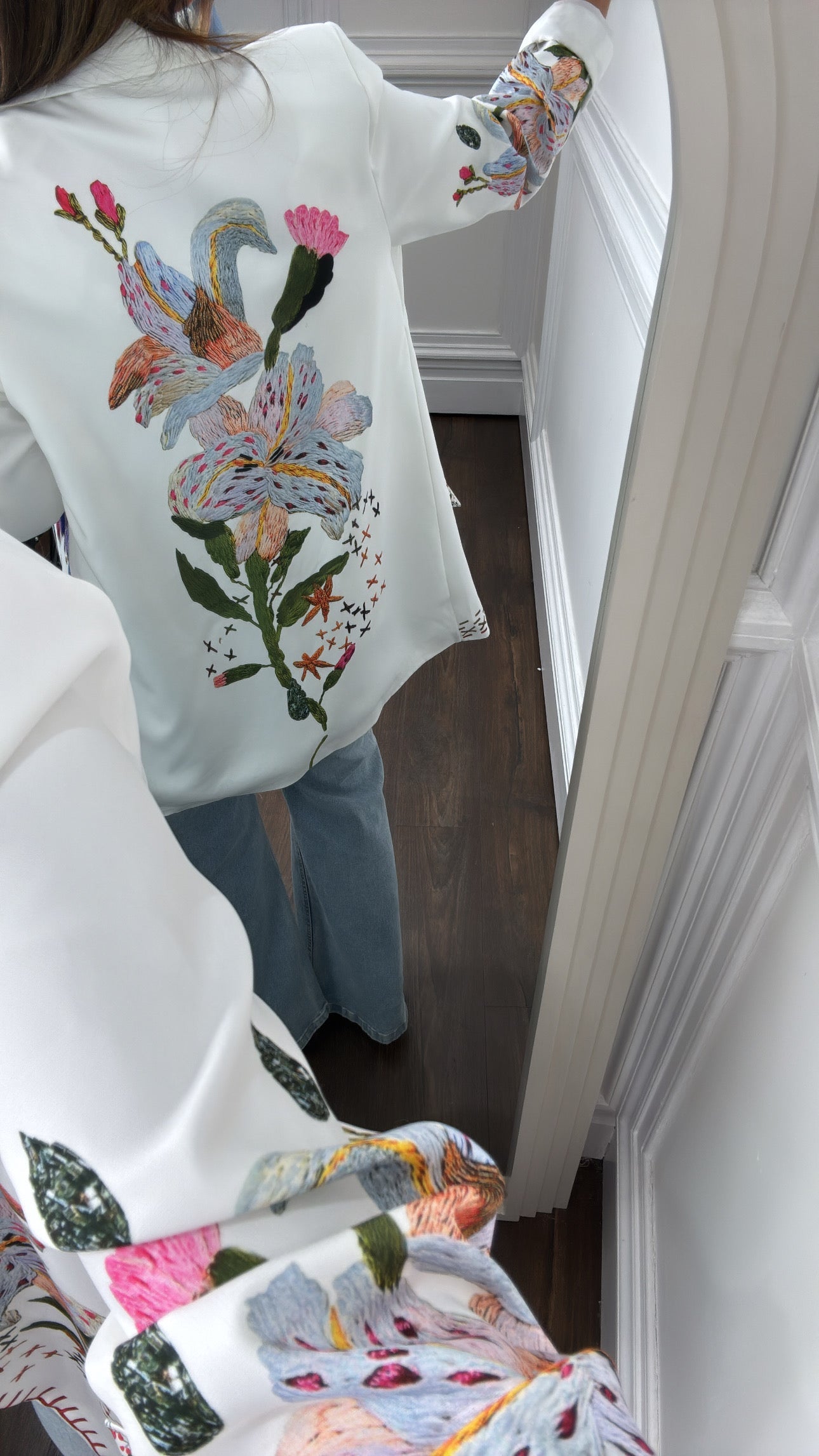 KAYLA white oriental print blazer