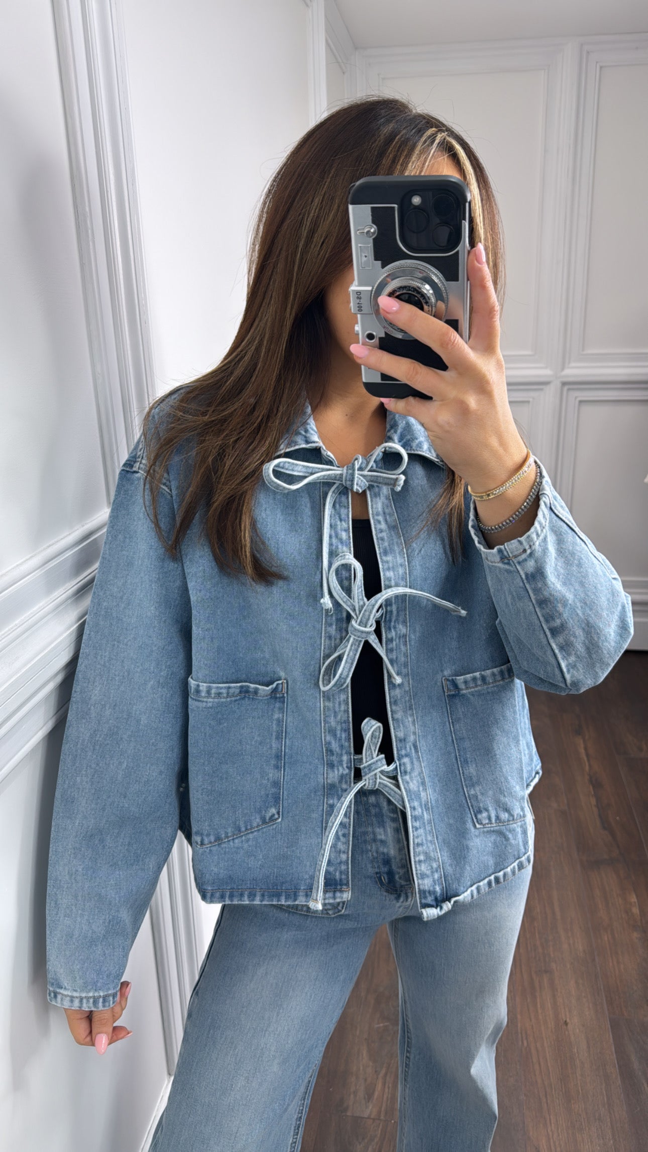 MOLLIE tie front denim jacket