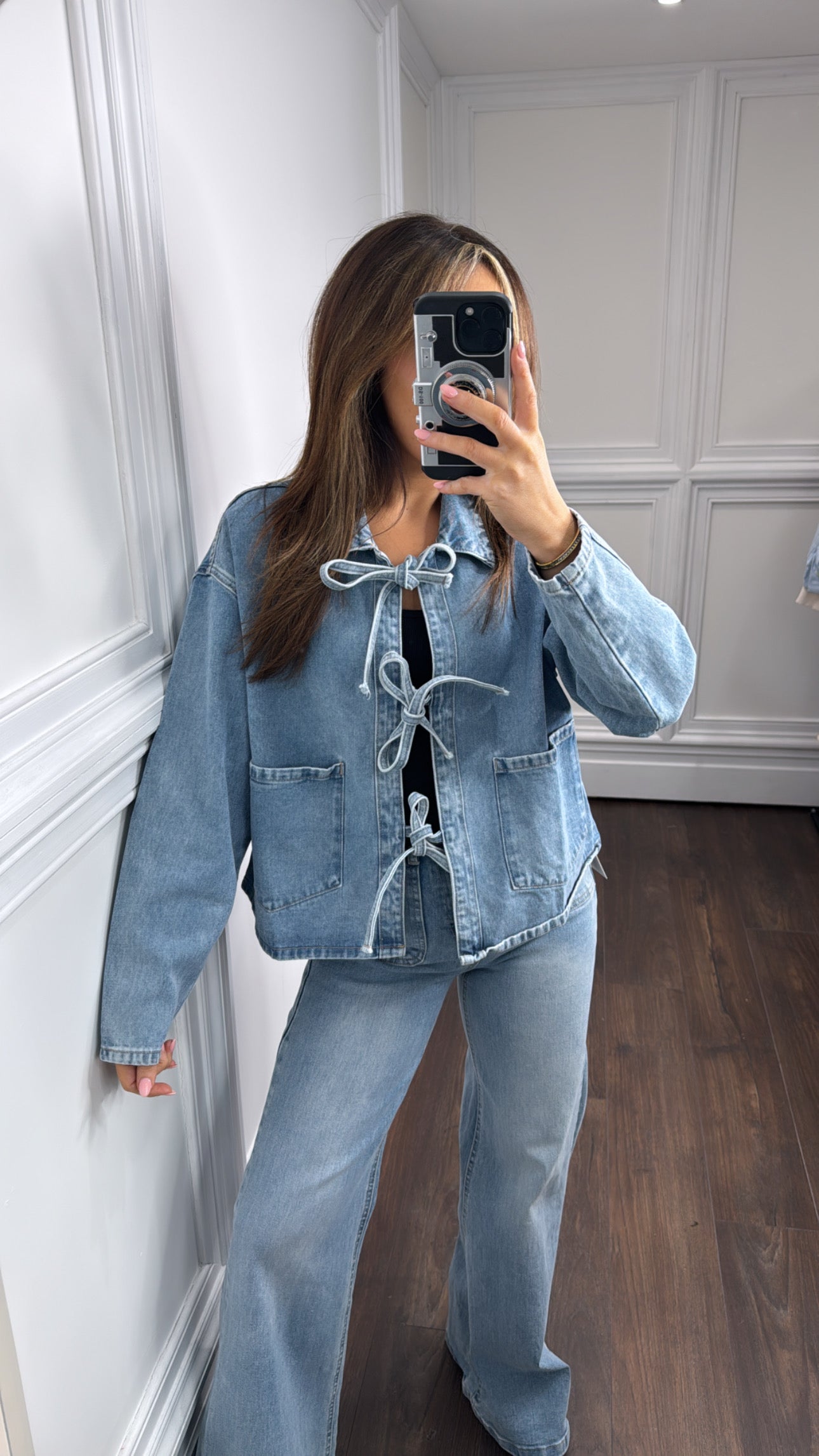 MOLLIE tie front denim jacket