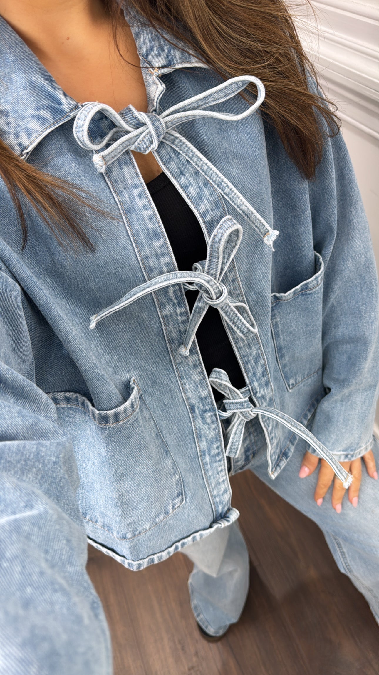 MOLLIE tie front denim jacket