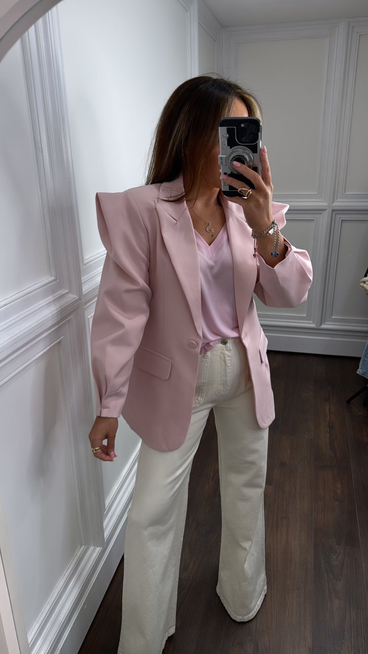 MAYA pink structured shoulder tailored blazer