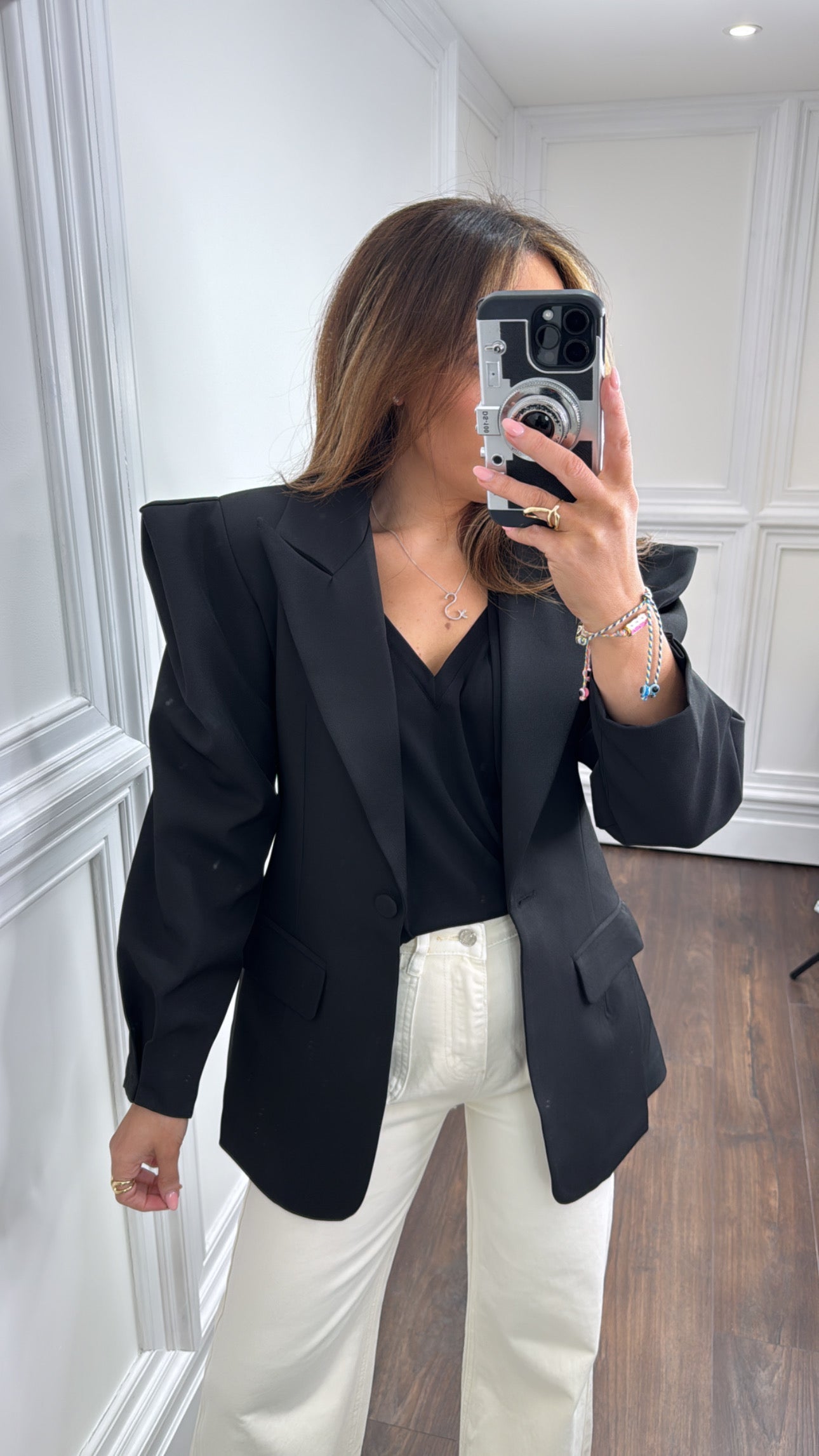 MAYA black structured shoulder tailored blazer
