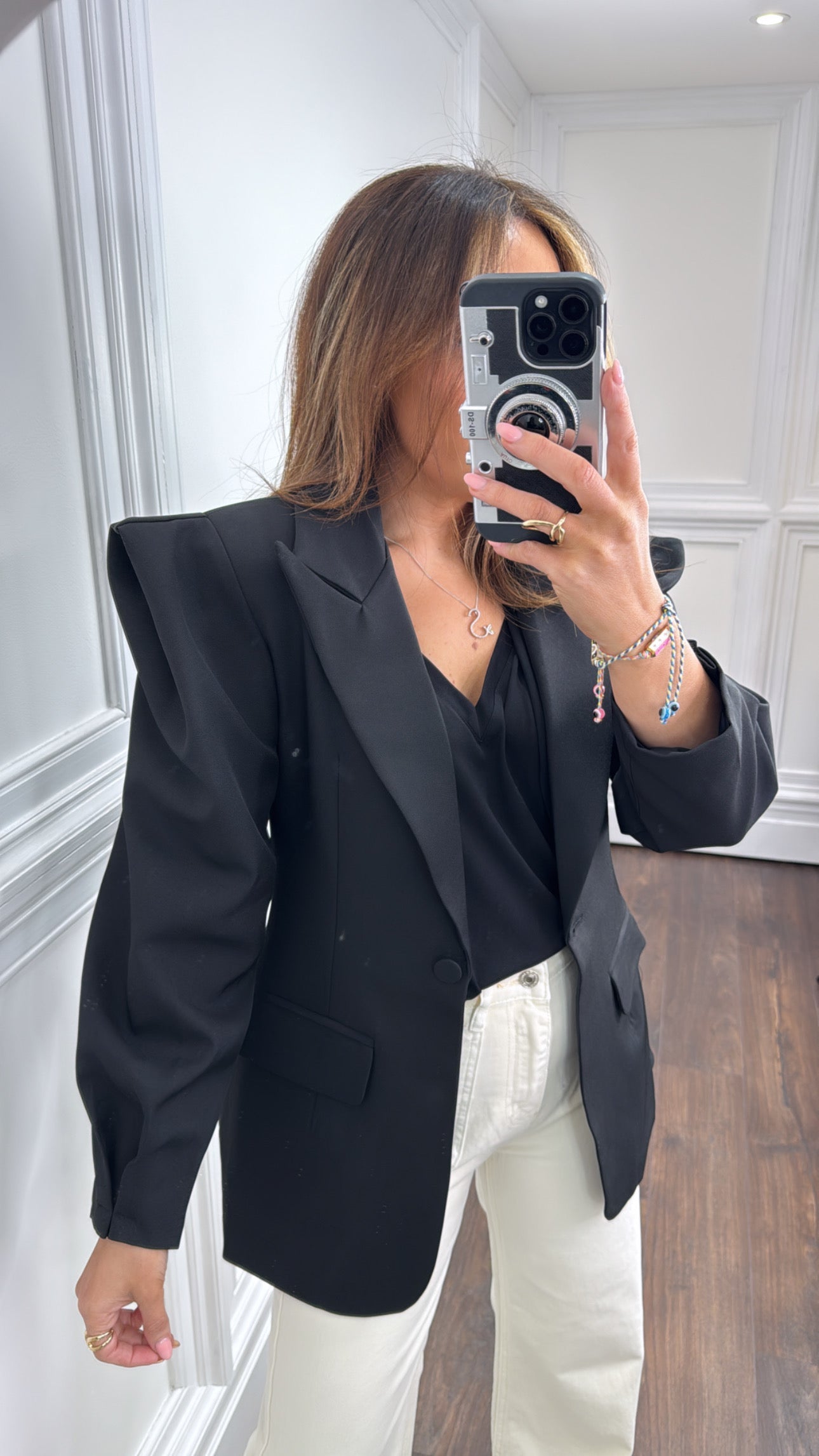 MAYA black structured shoulder tailored blazer