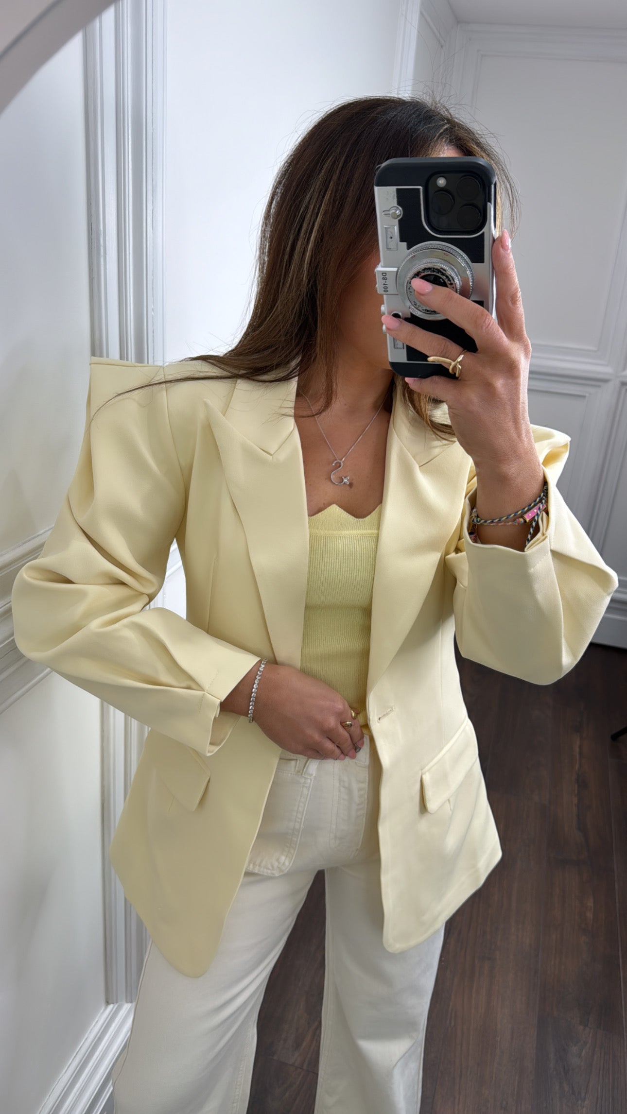MAYA lemon structured shoulder tailored blazer