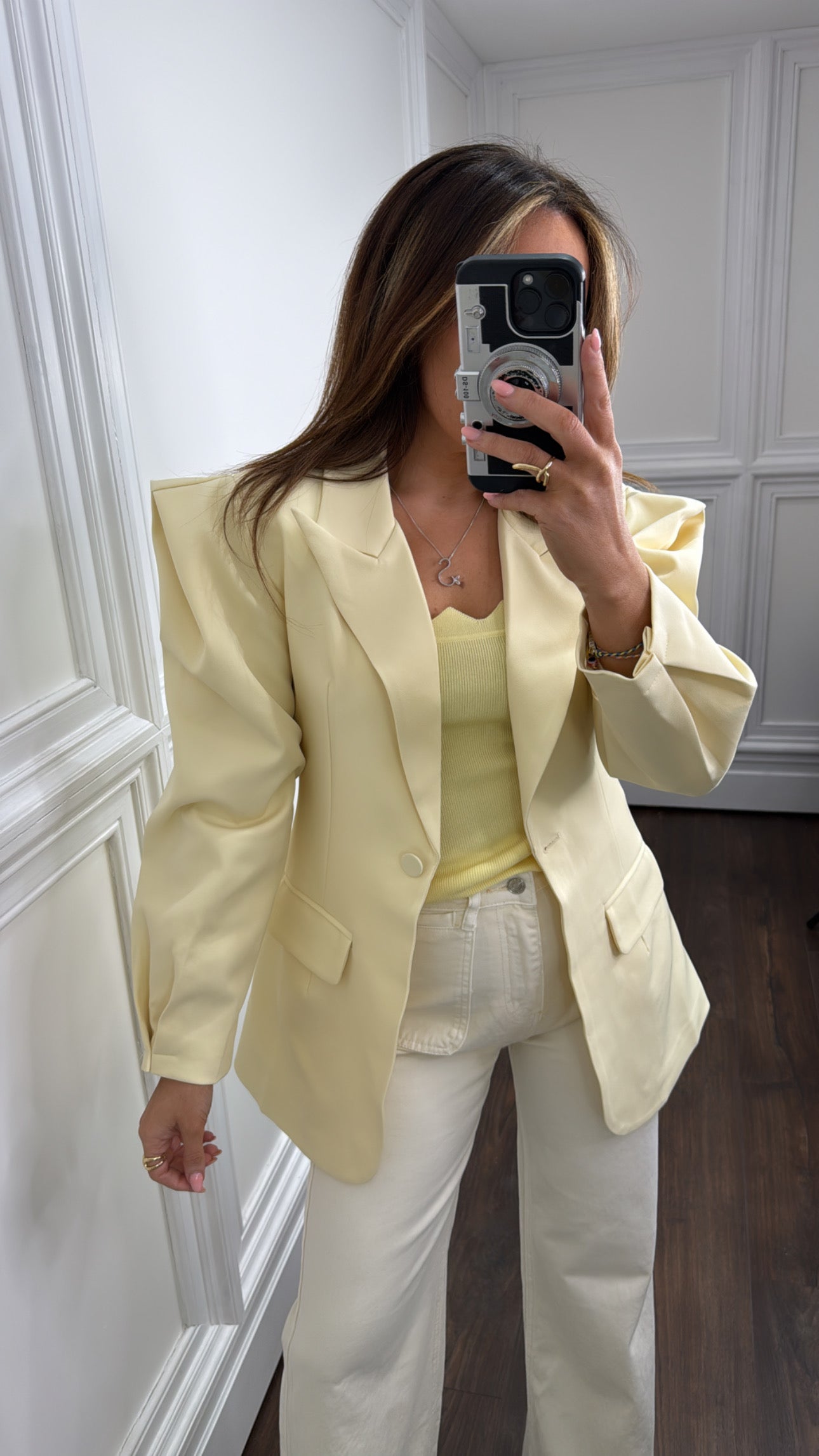 MAYA lemon structured shoulder tailored blazer