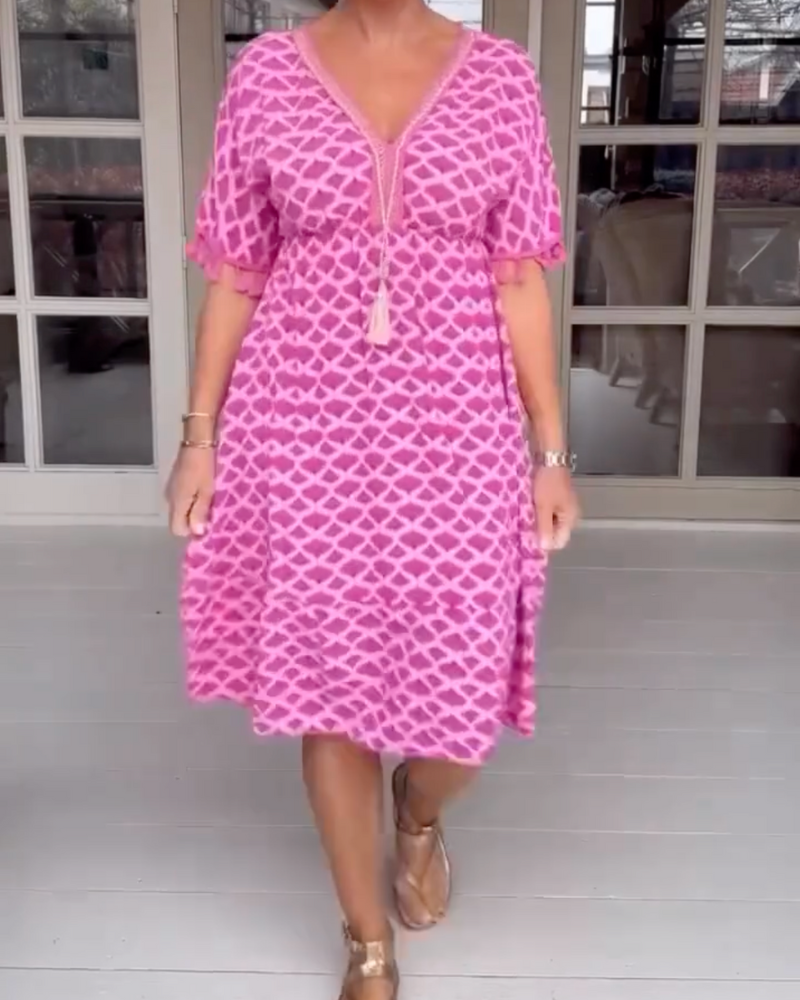 Tina | V-neck casual dress with print