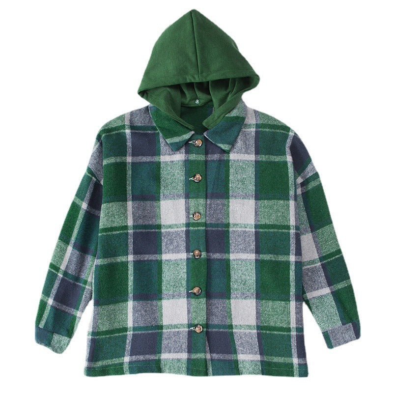 Ladies winter coat made of pure cotton with check pattern