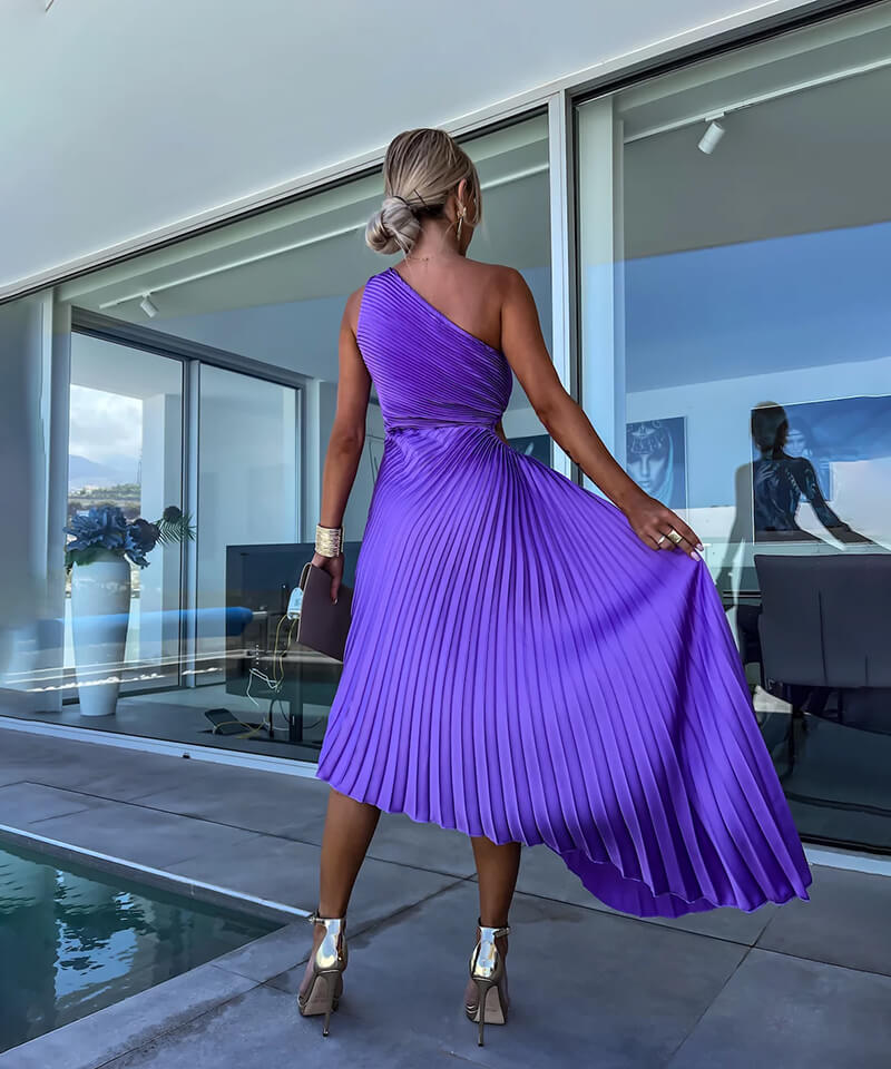 Celeste – Elegant One-Shoulder Midi Dress