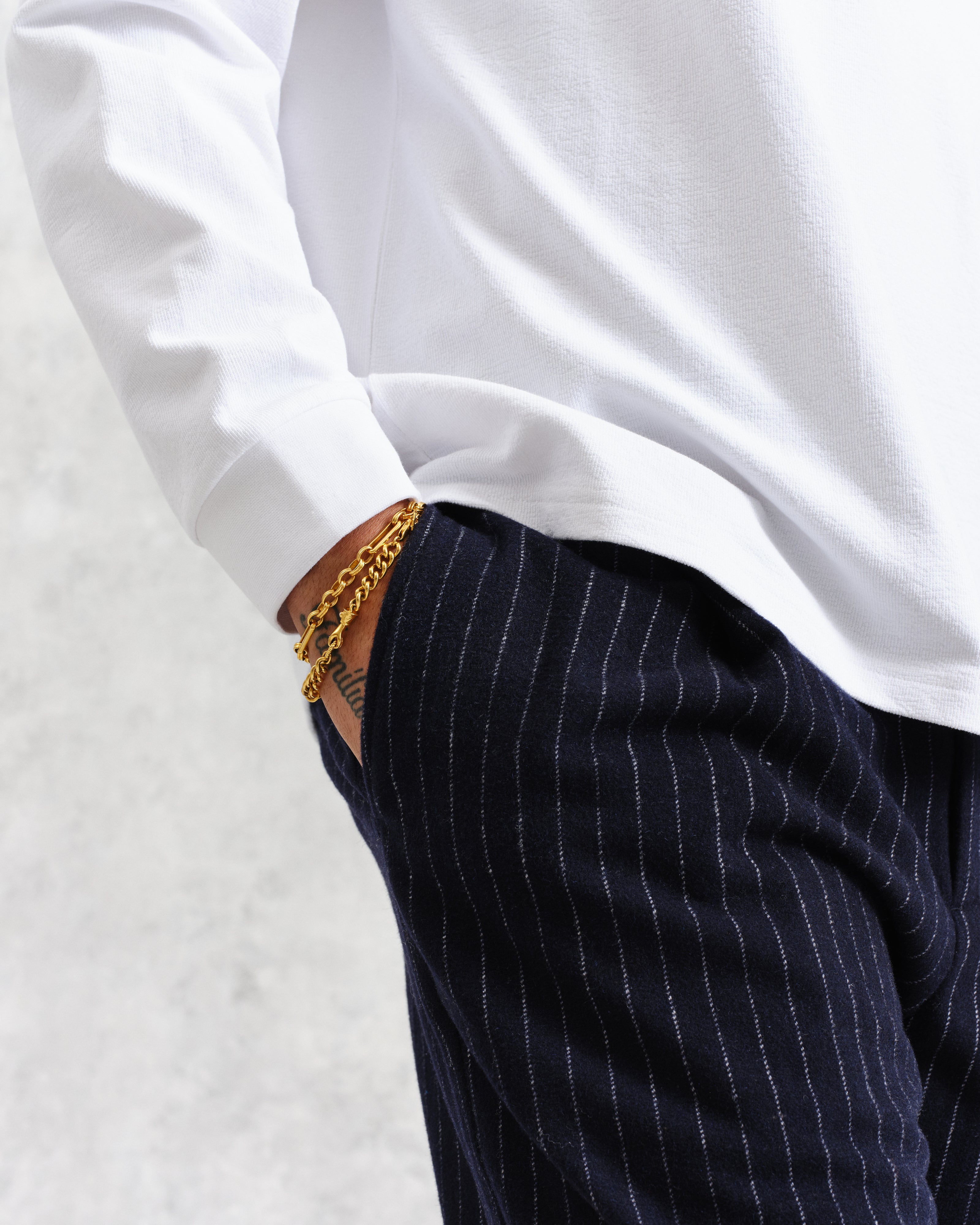 Modestique london™| Navy Pinstripe Wool Trousers