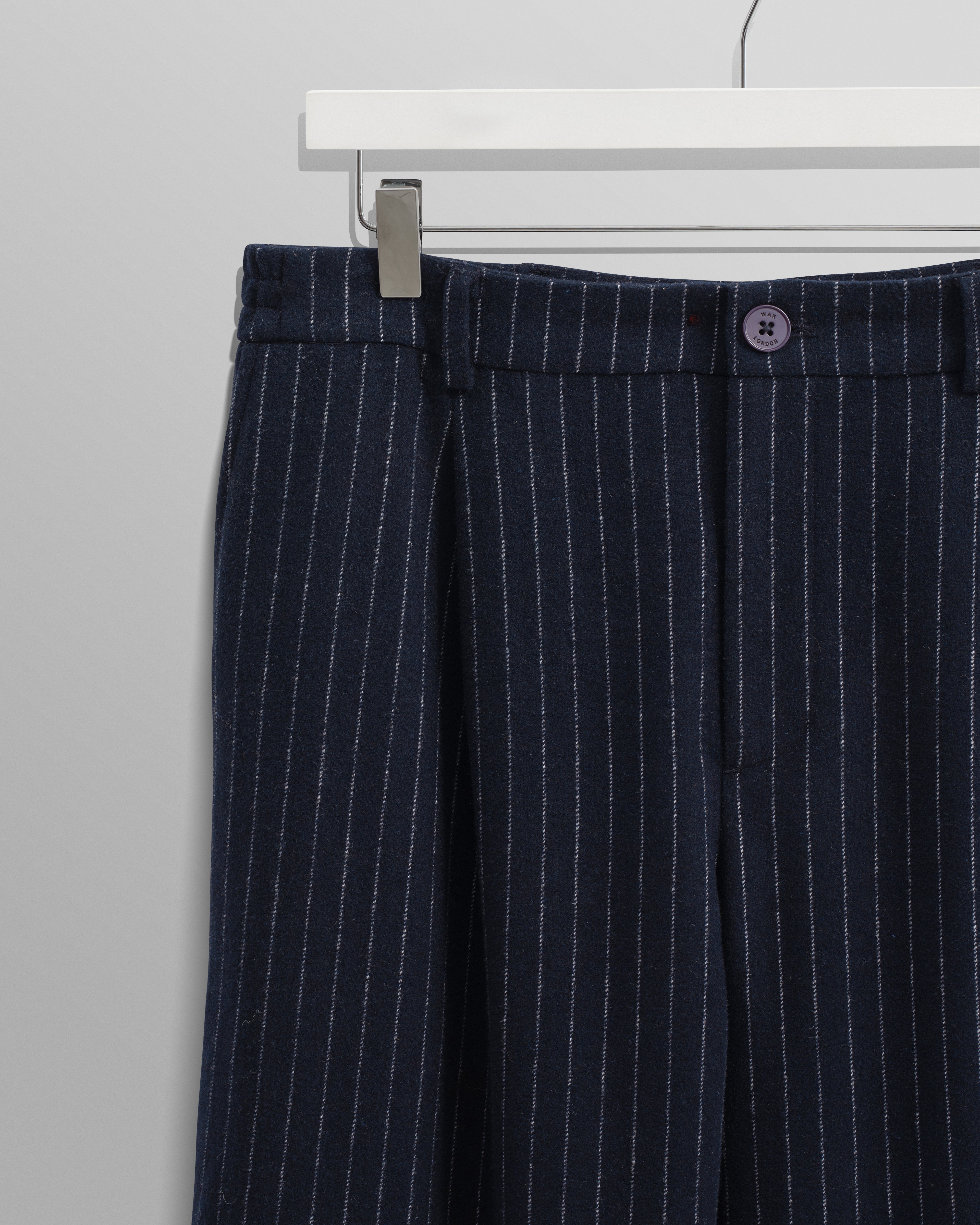 Modestique london™| Navy Pinstripe Wool Trousers