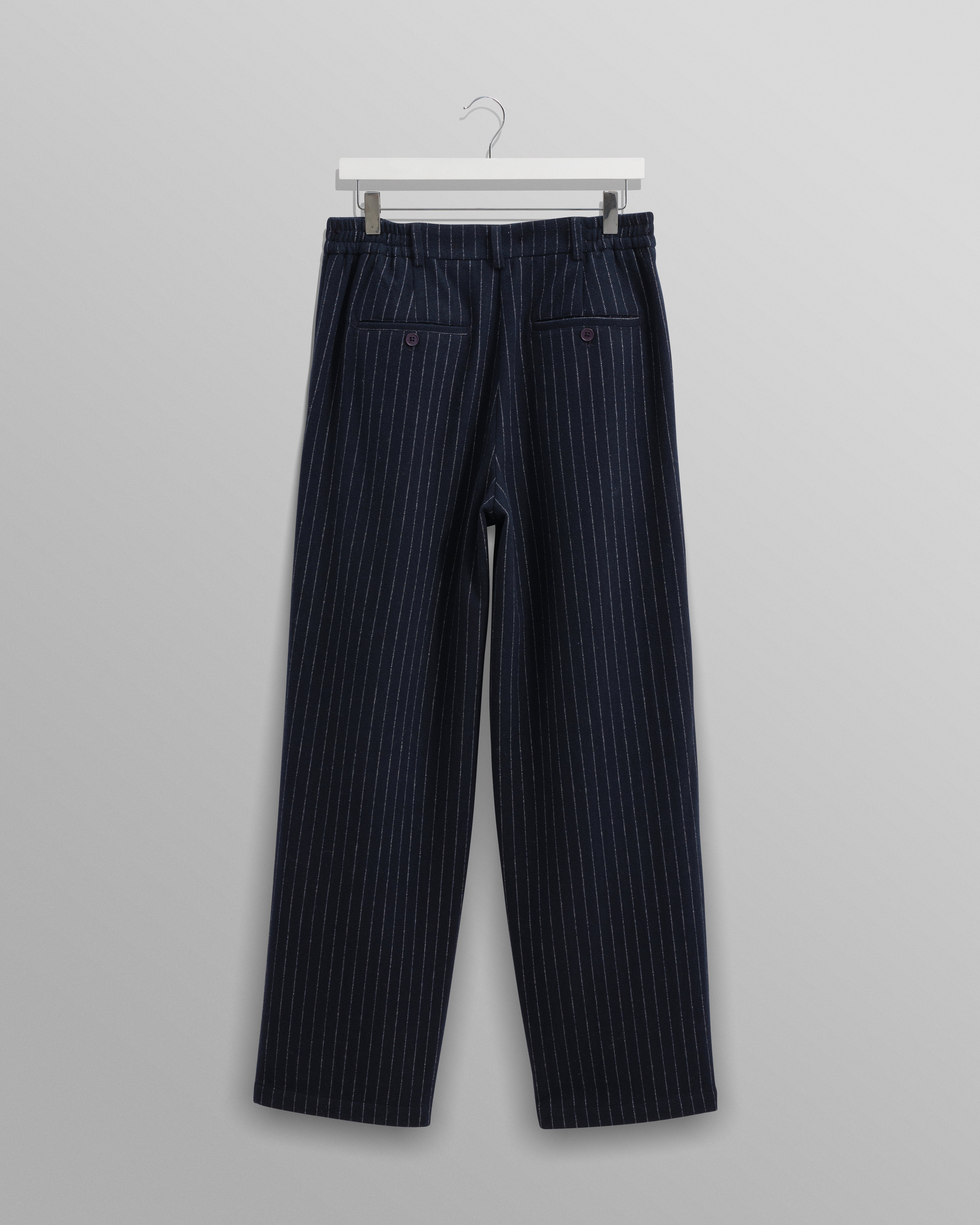 Modestique london™| Navy Pinstripe Wool Trousers