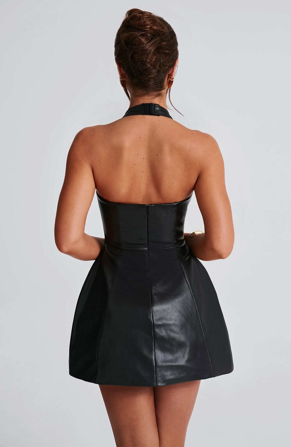 Modestique london™- Amanda Black Leather Mini Dress