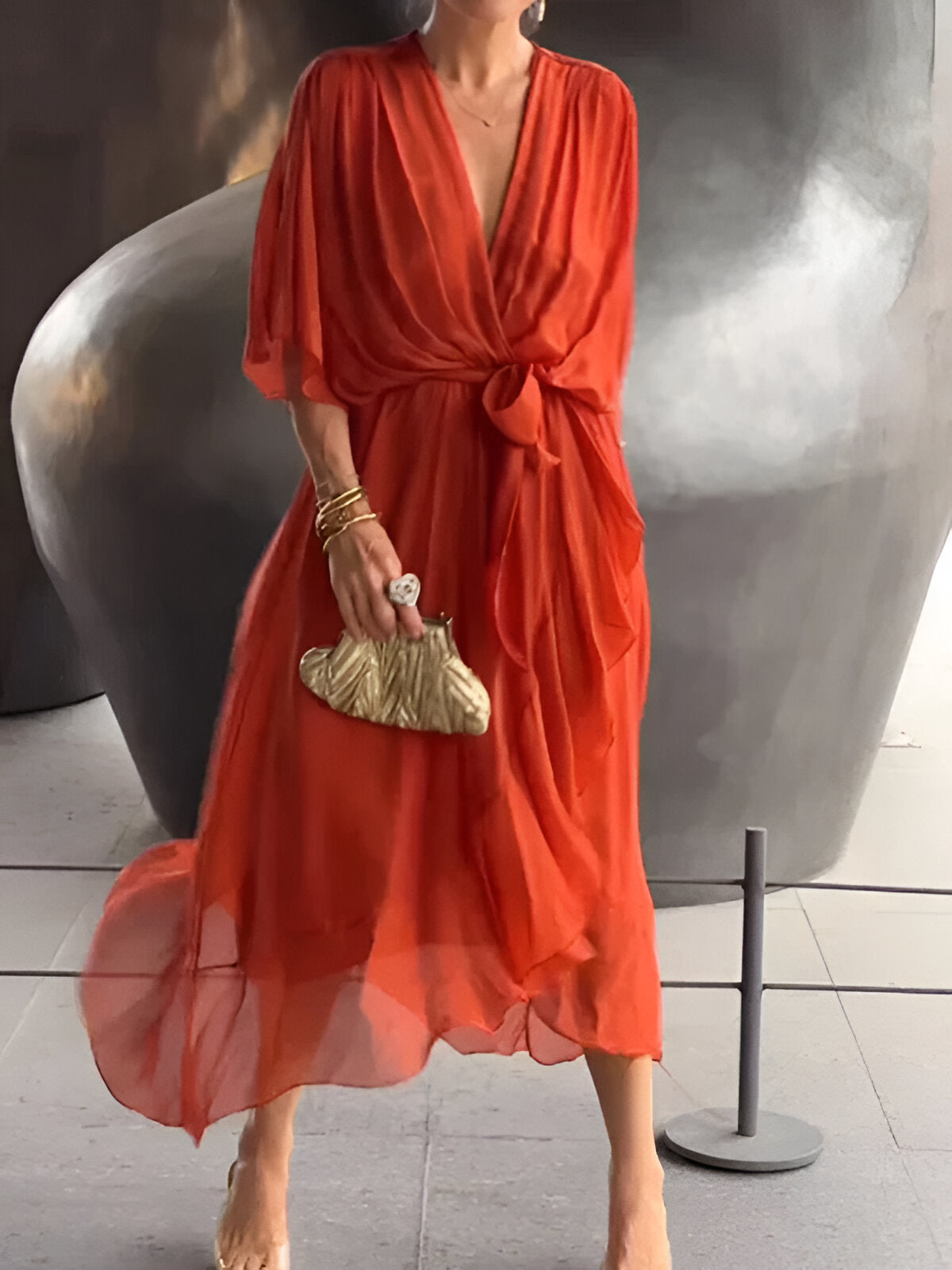 Monica ™– Chiffon V-Neck Dress