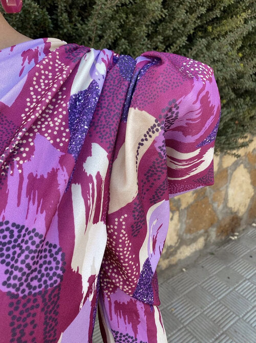 Yllana - Lilac Puff One-Shoulder Midi Dress