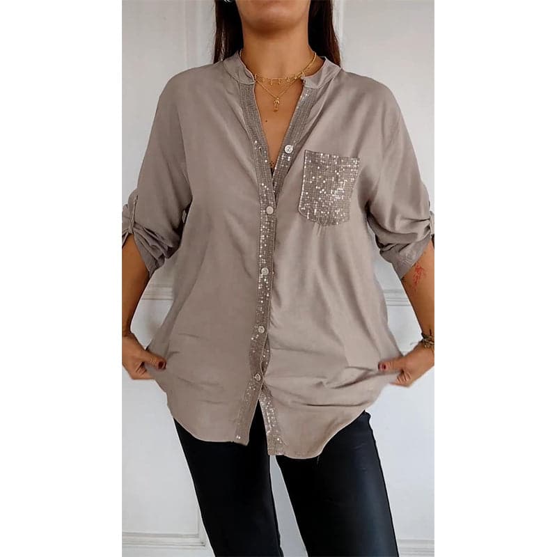 Modestique london™- Casual patchwork top with sequins
