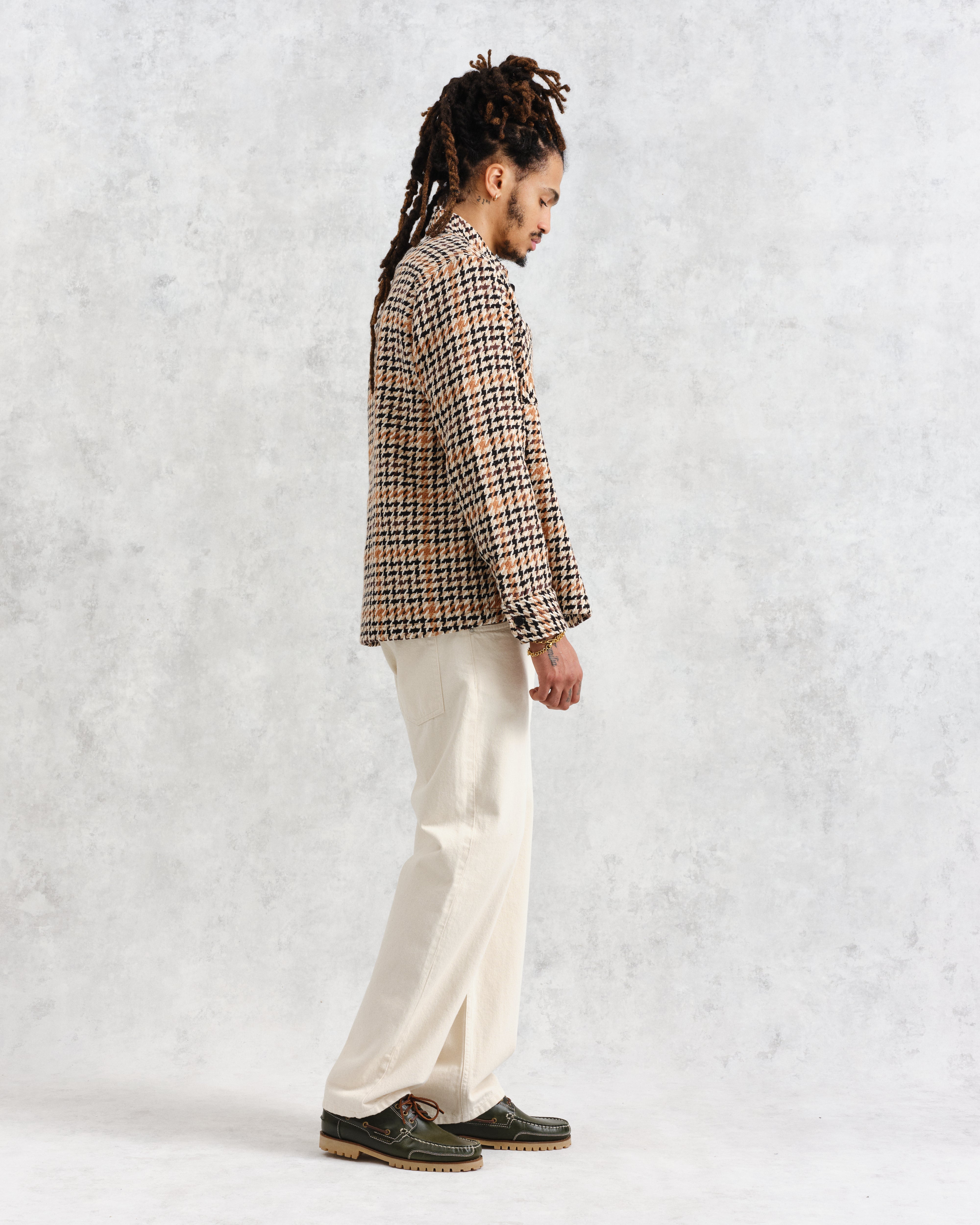 Modestique london™|Natural Houndstooth-Weave Overshirt