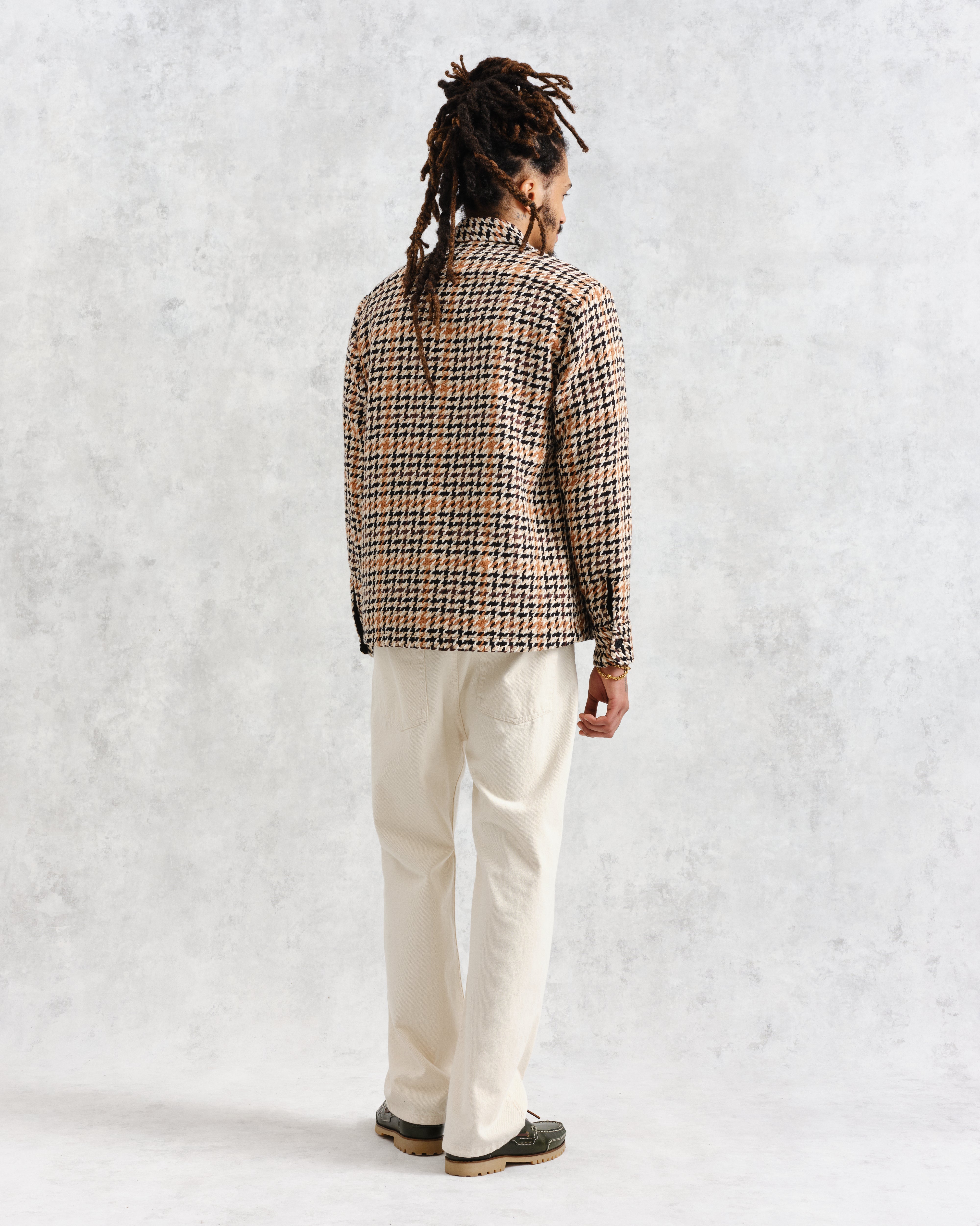 Modestique london™|Natural Houndstooth-Weave Overshirt