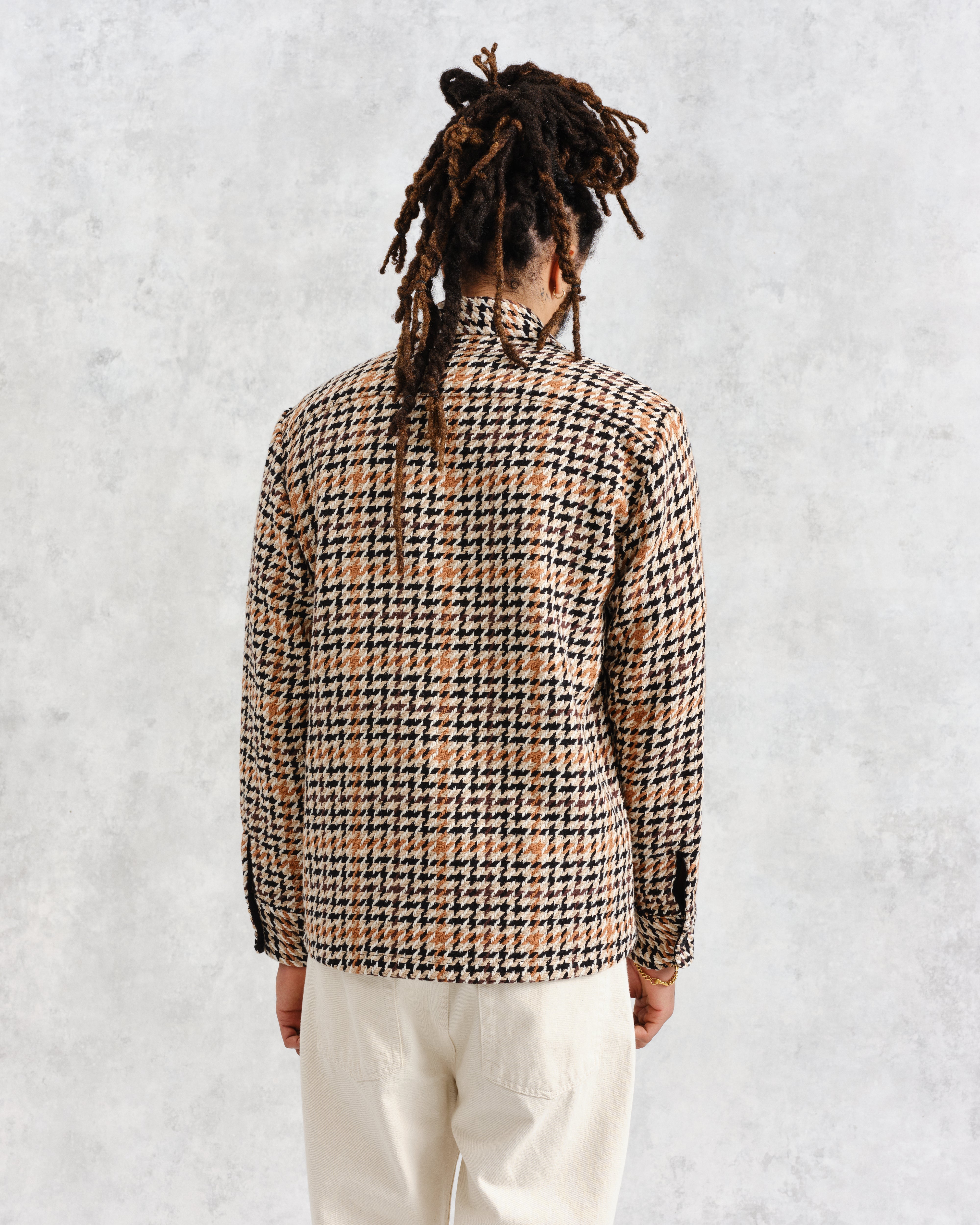 Modestique london™|Natural Houndstooth-Weave Overshirt