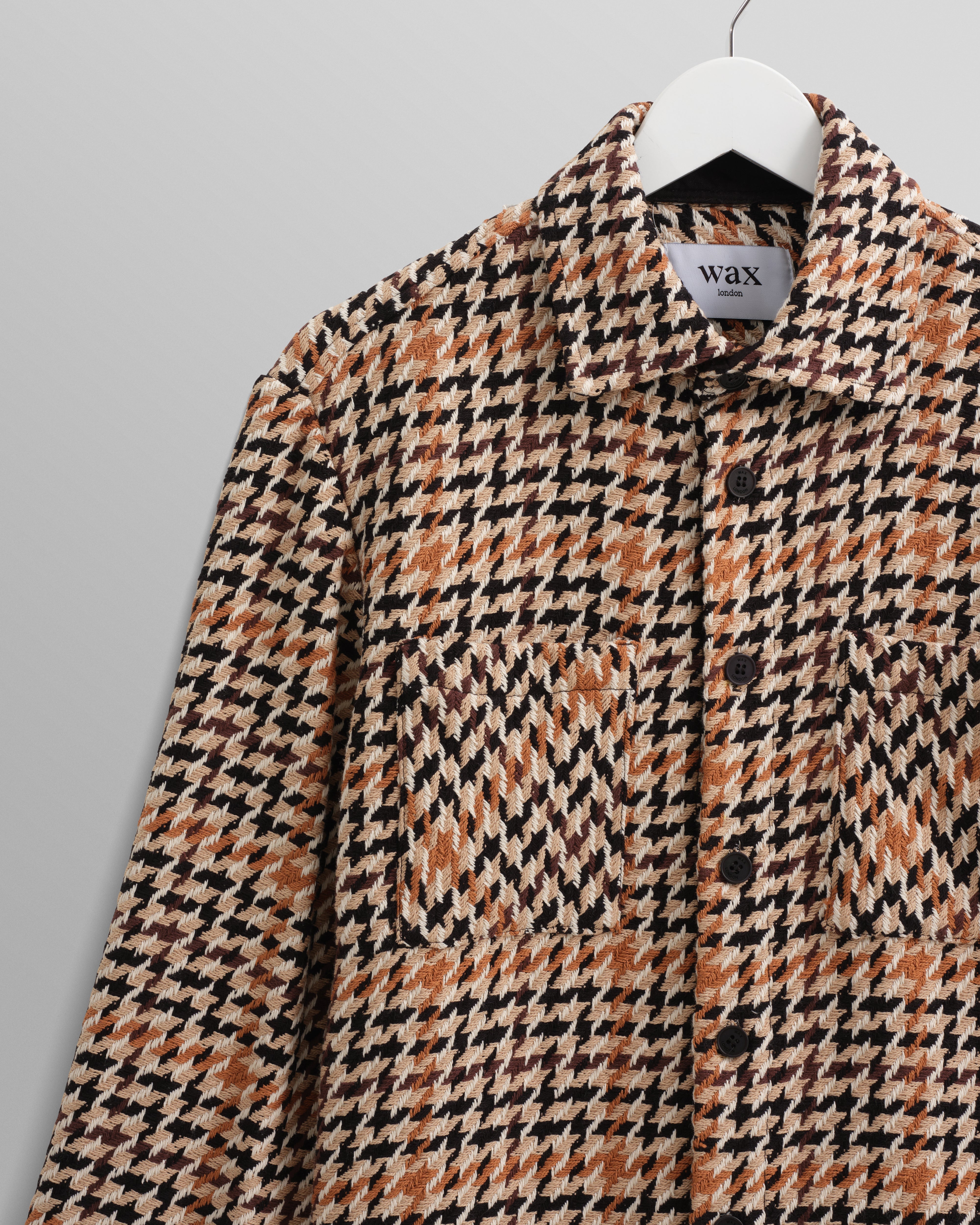 Modestique london™|Natural Houndstooth-Weave Overshirt