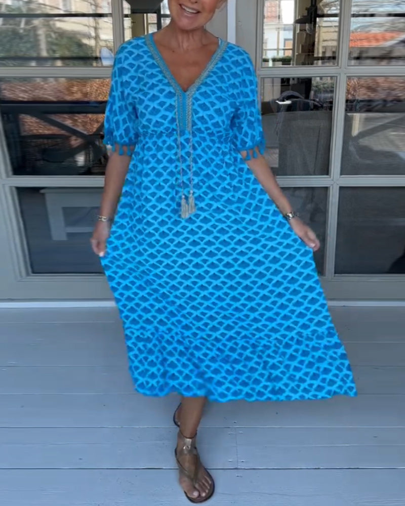 Tina | V-neck casual dress with print