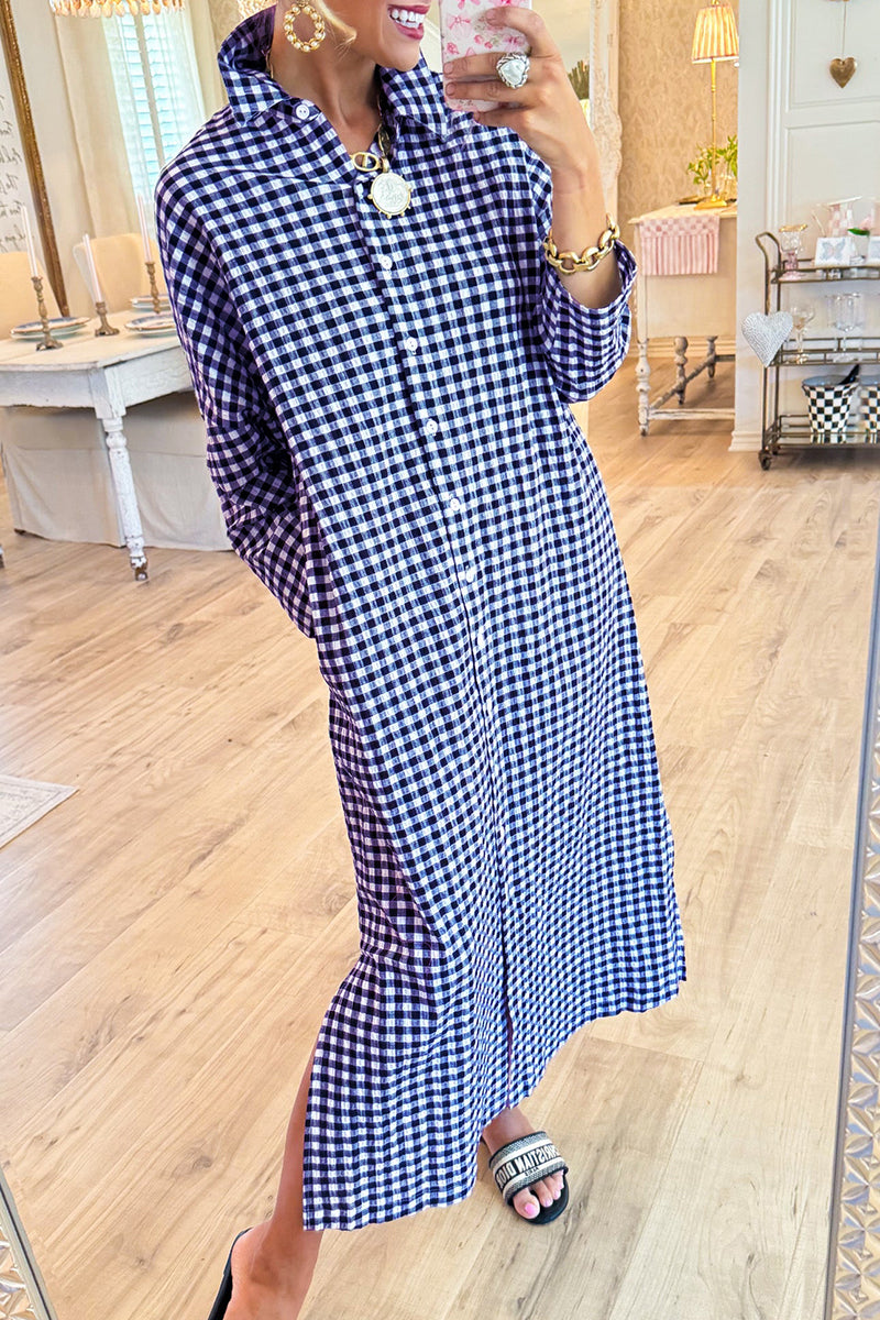 Seersucker Gingham Maxi Dress