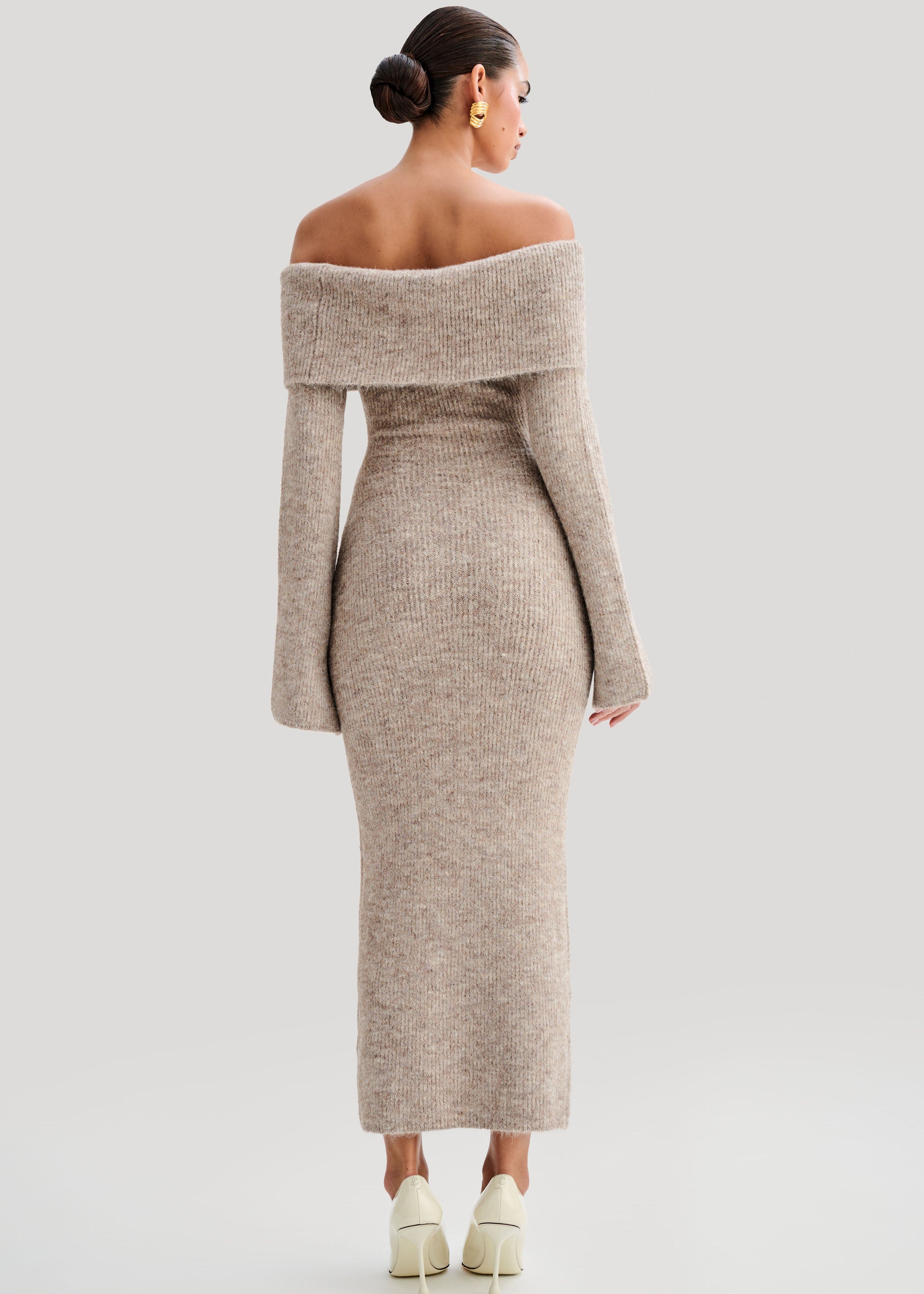 Modestique london™ | Off Shoulder Knitted Midi Dress