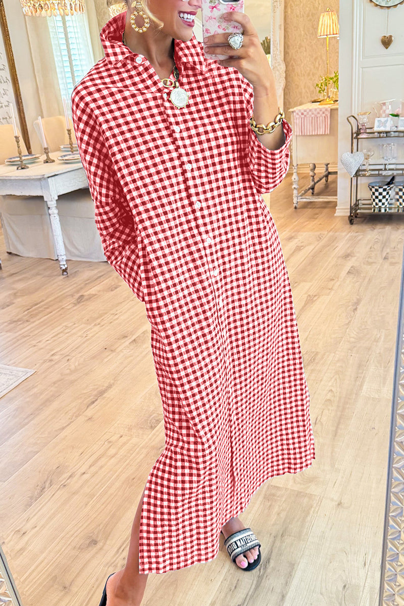 Seersucker Gingham Maxi Dress