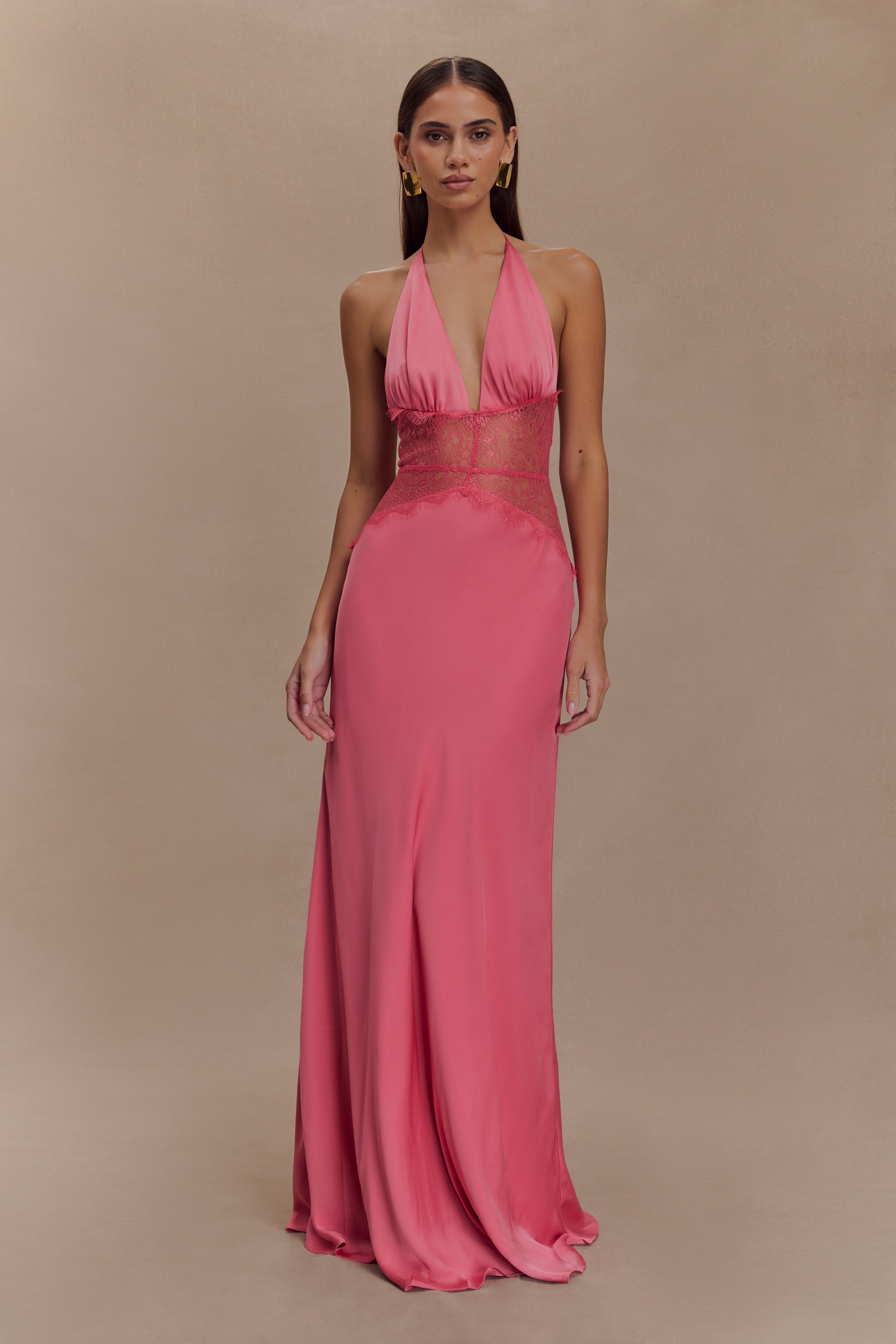 Kalira™ | Satin Lace Maxi Dress