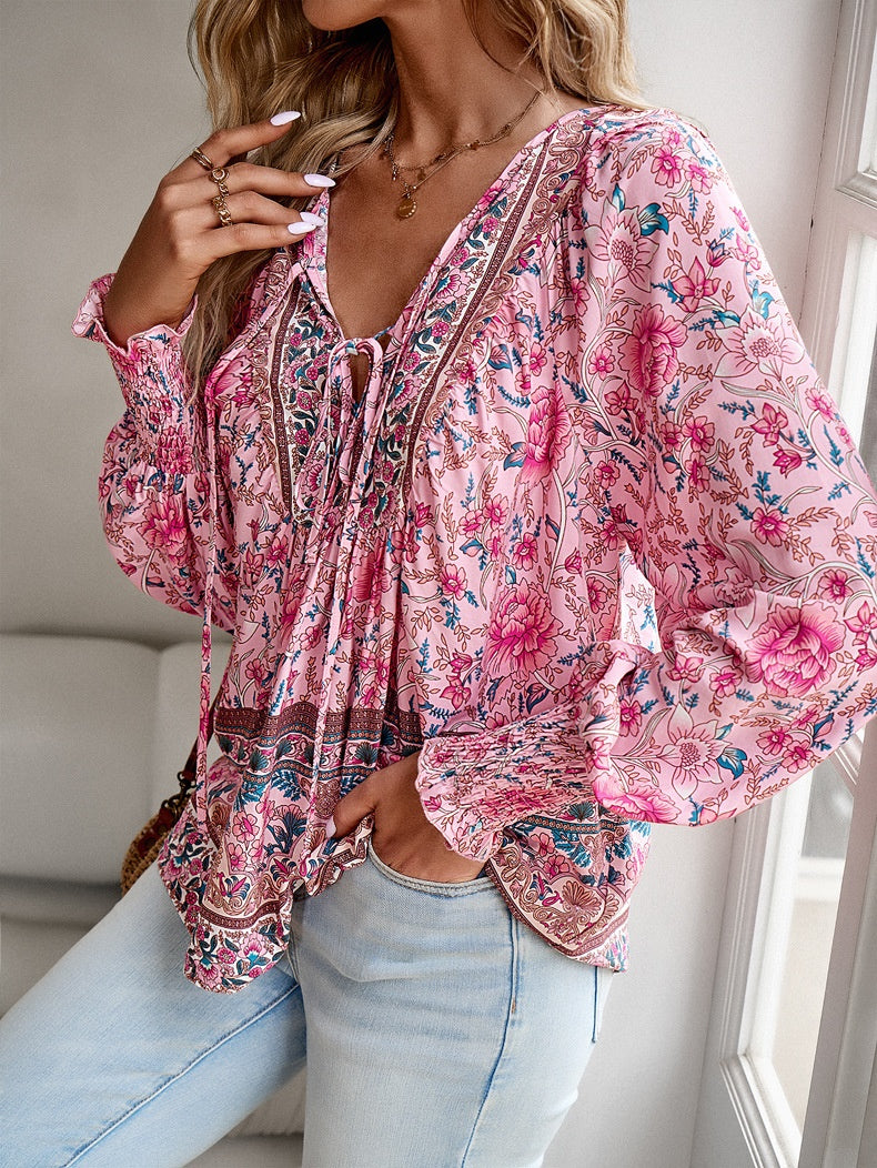 Bernice – Boho Floral Tunic Top