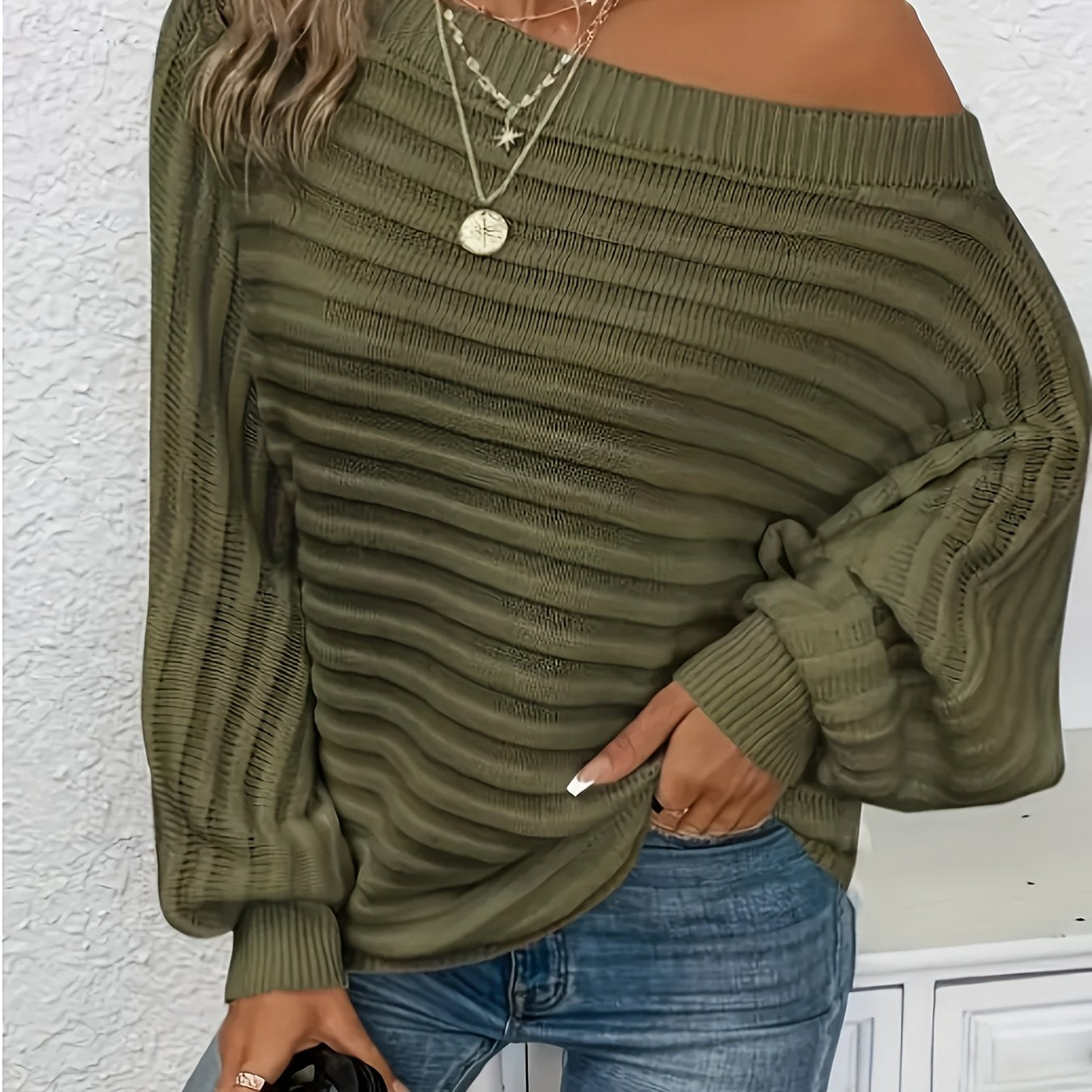 Sierra™ Off-Shoulder Knit Sweater