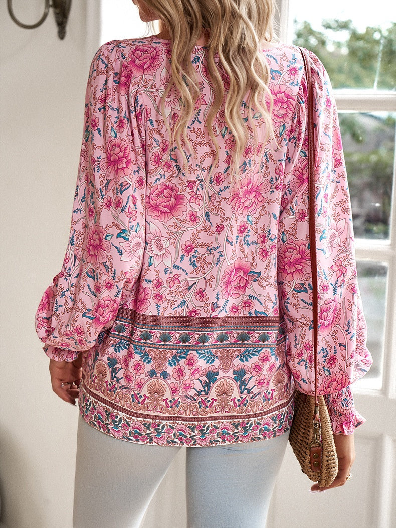 Bernice – Boho Floral Tunic Top