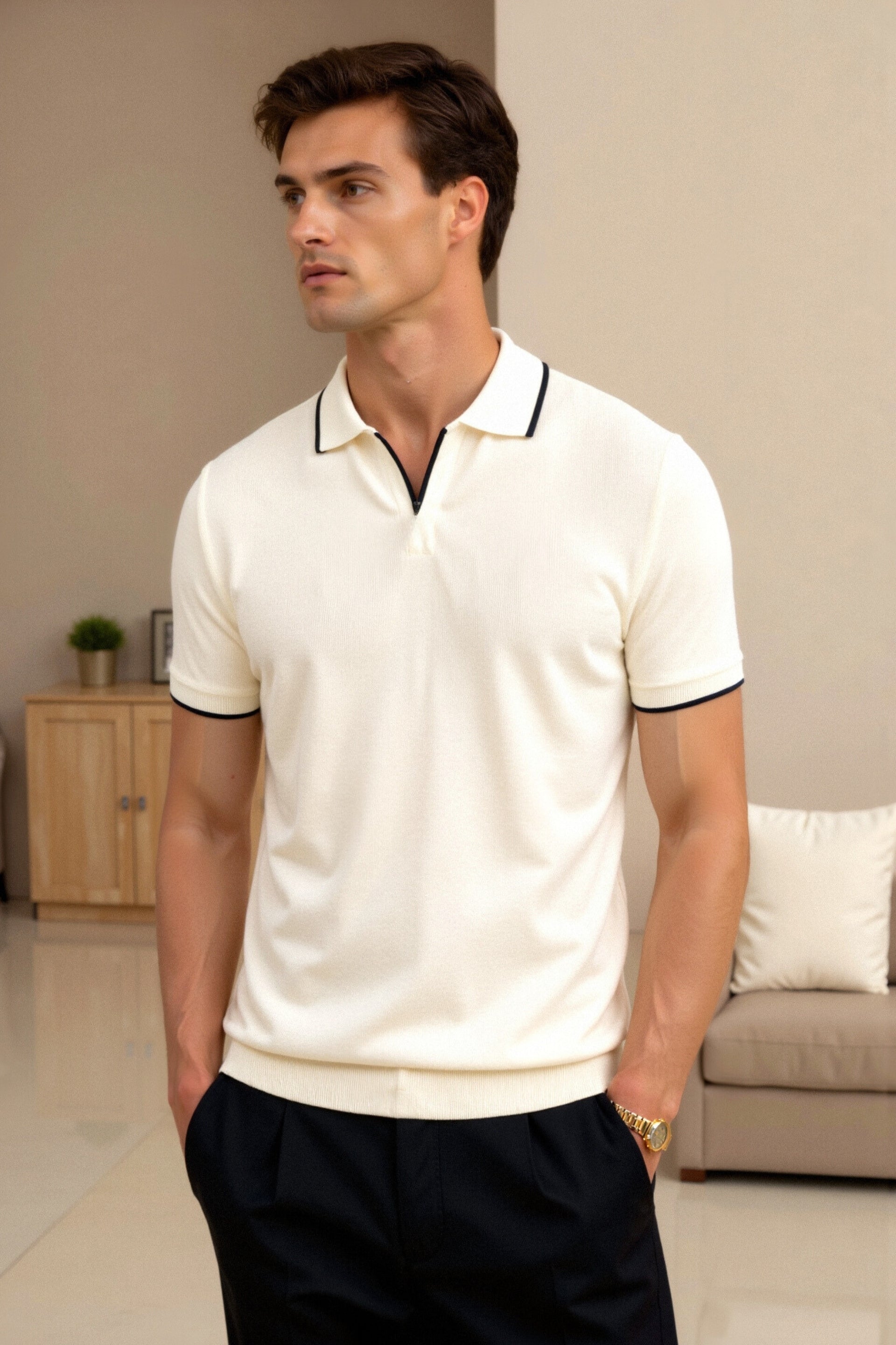 AVERY TORONTO Contrast Slim Fitted Polo