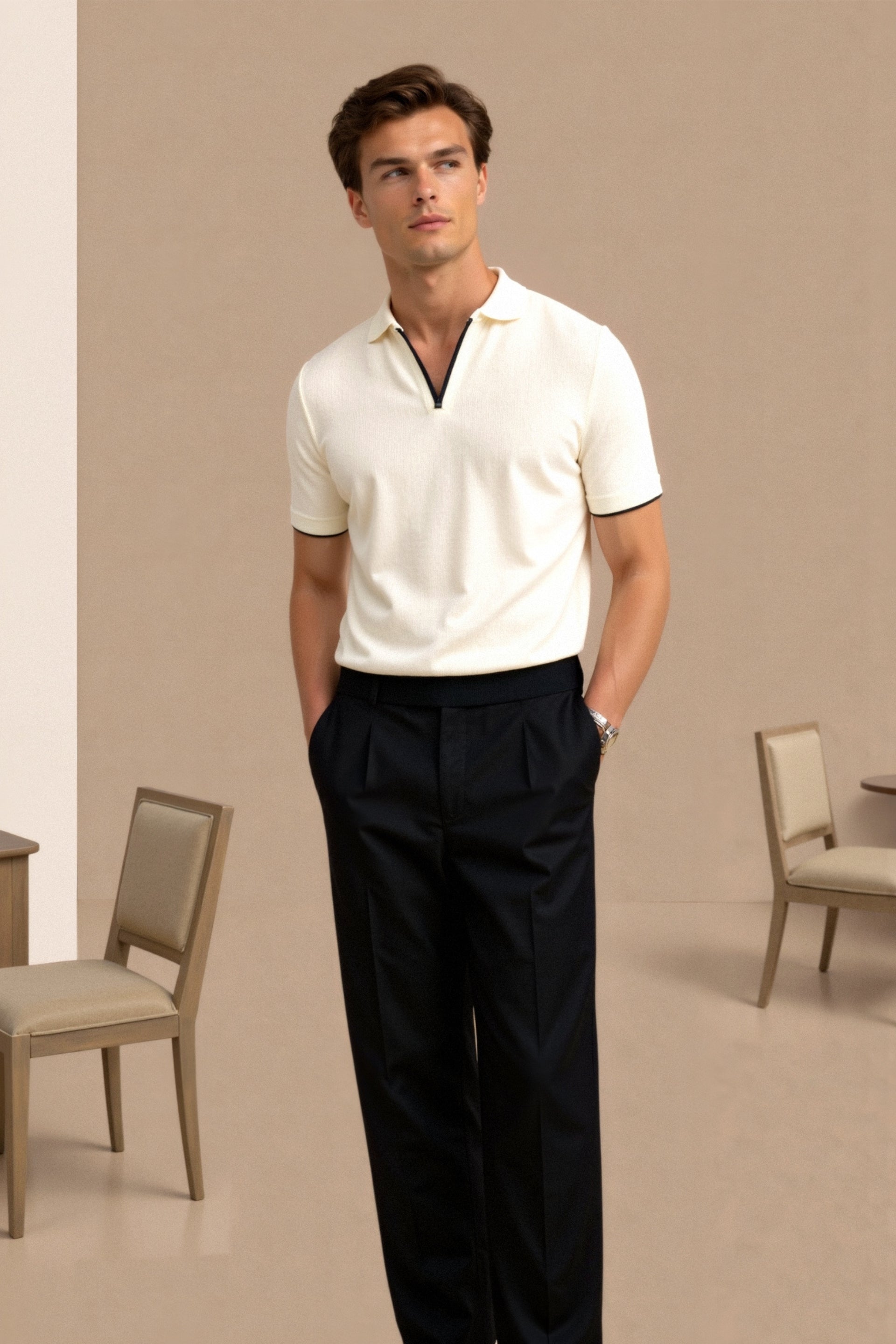 AVERY TORONTO Contrast Slim Fitted Polo