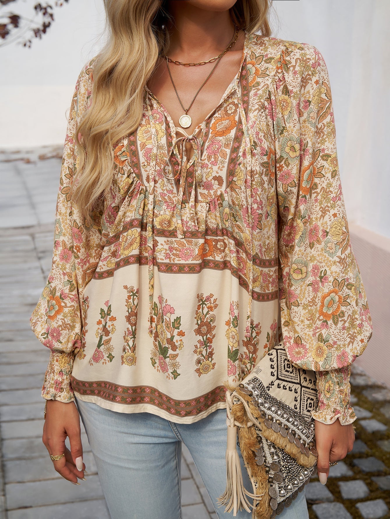 Bernice – Boho Floral Tunic Top