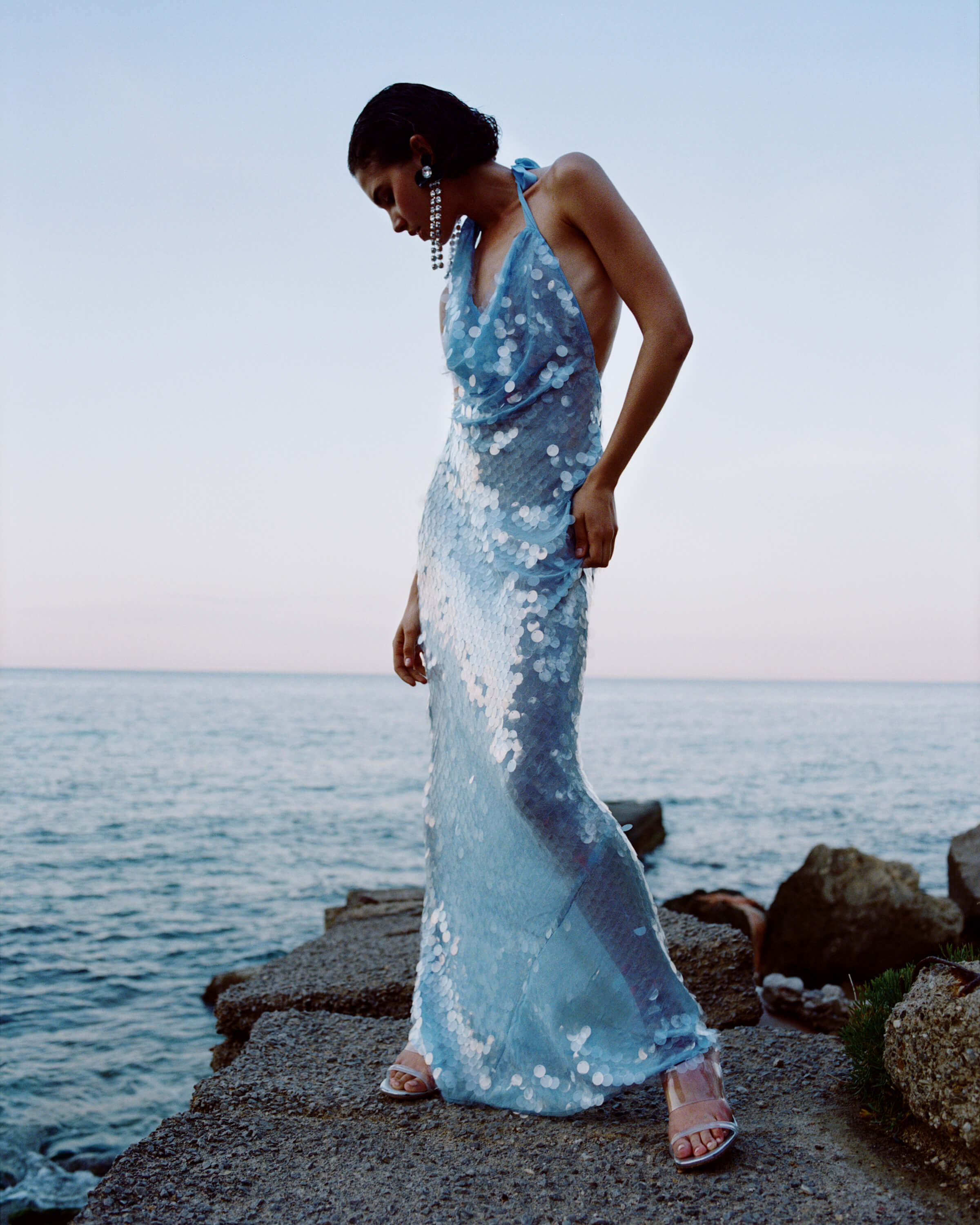 Naline™ | Sequin Halter Maxi Dress