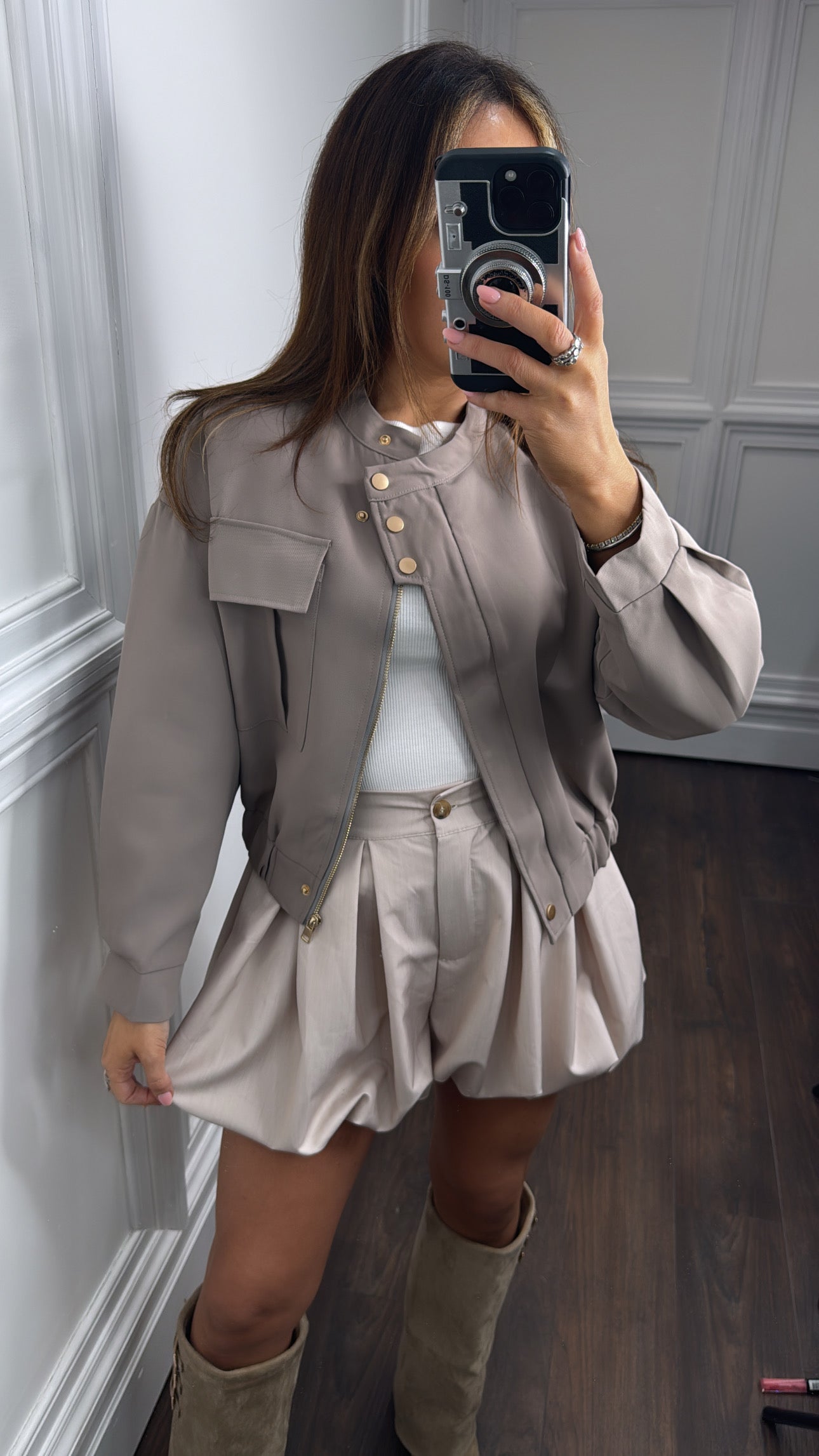 SAFIYA mocha bomber jacket