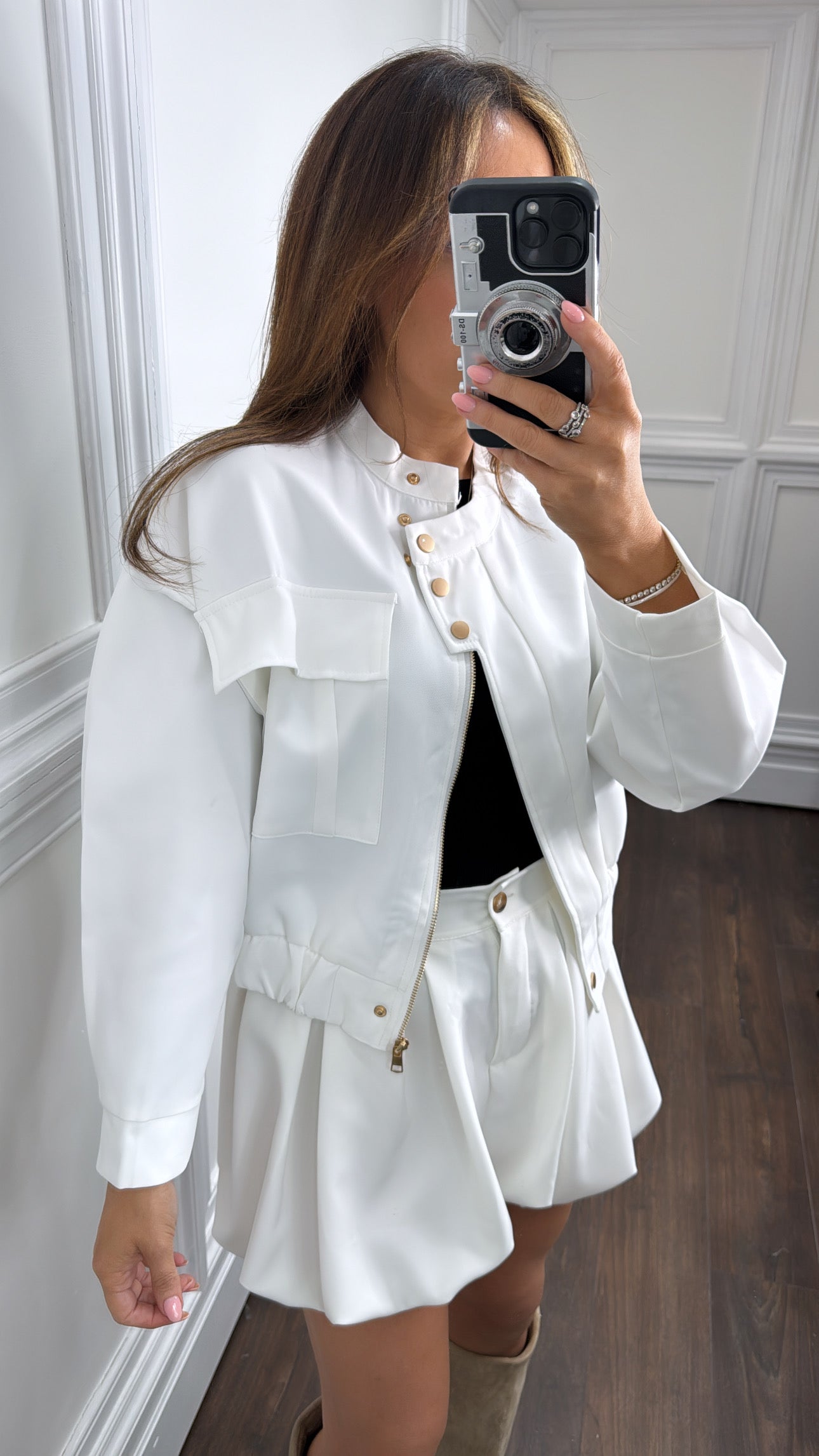 SAFIYA white bomber jacket