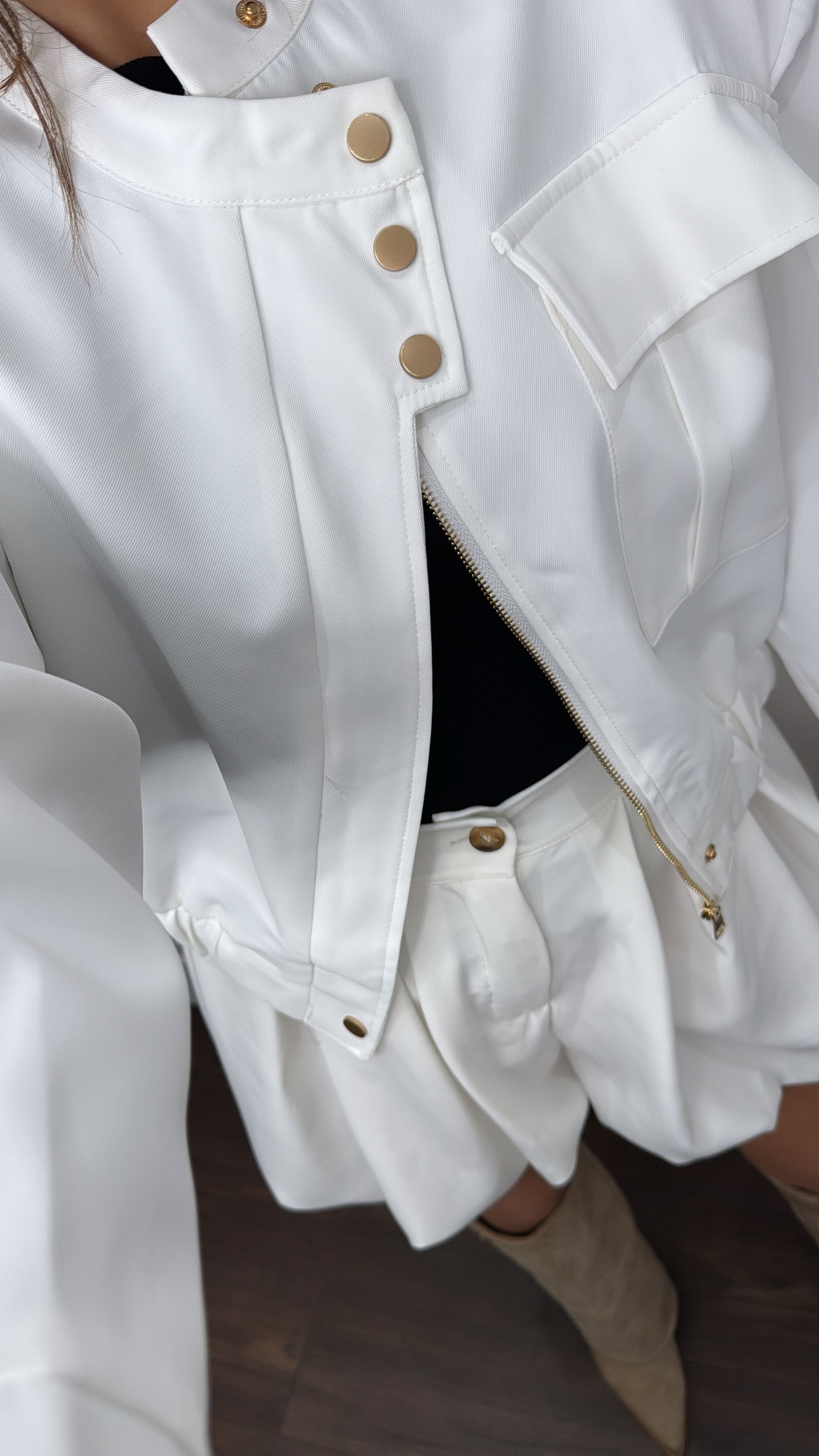 SAFIYA white bomber jacket