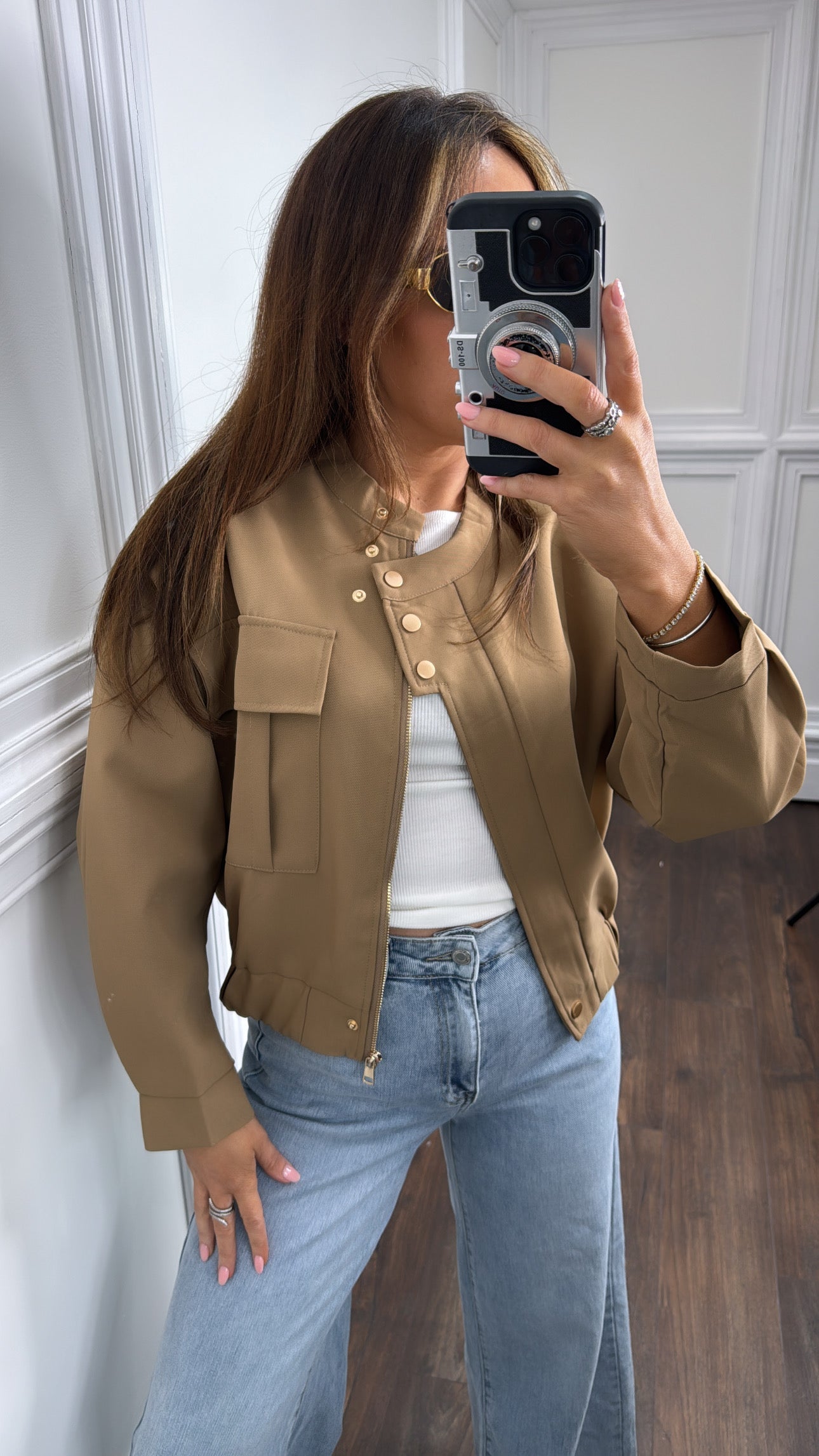 SAFIYA camel bomber jacket
