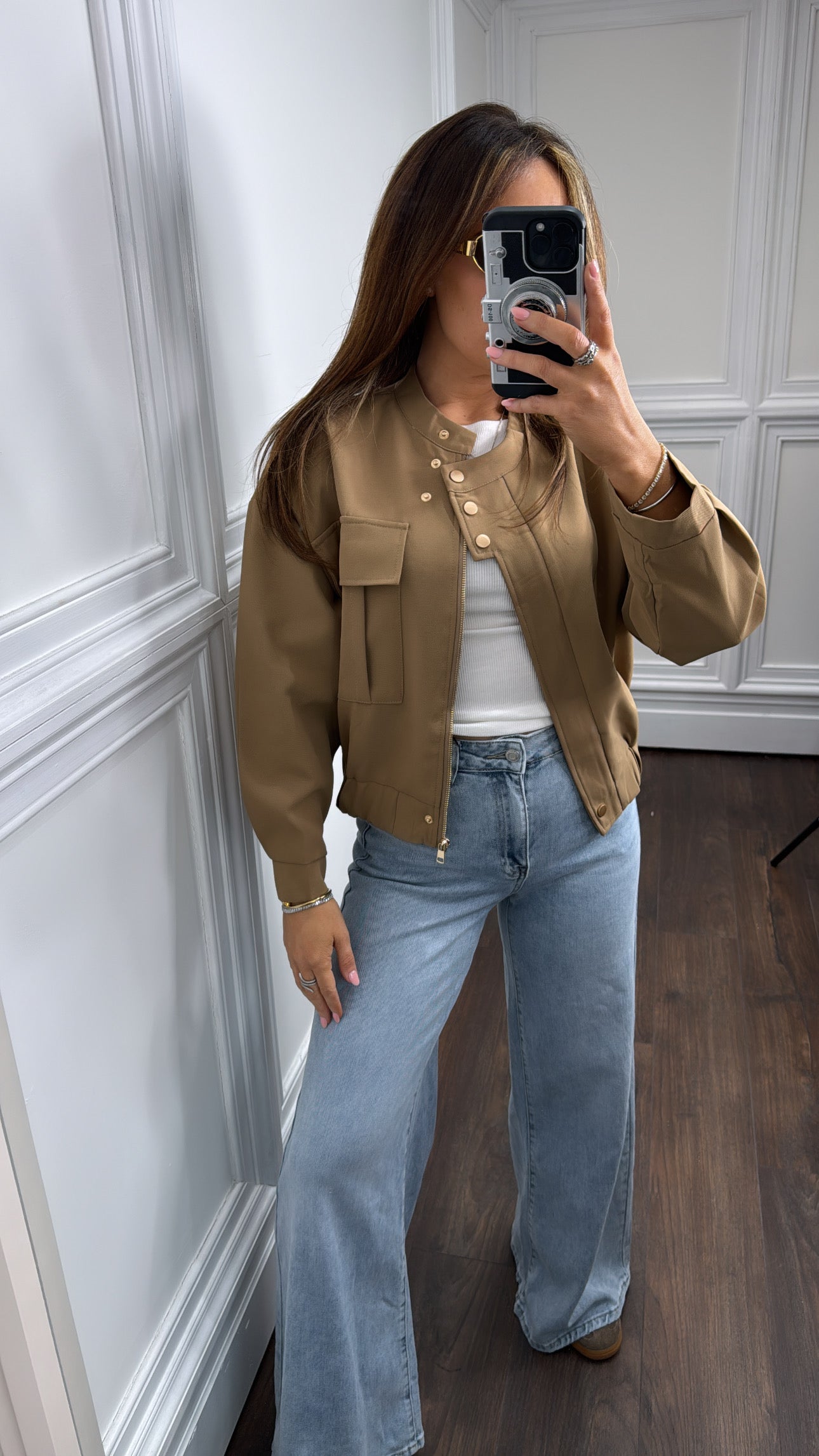 SAFIYA camel bomber jacket