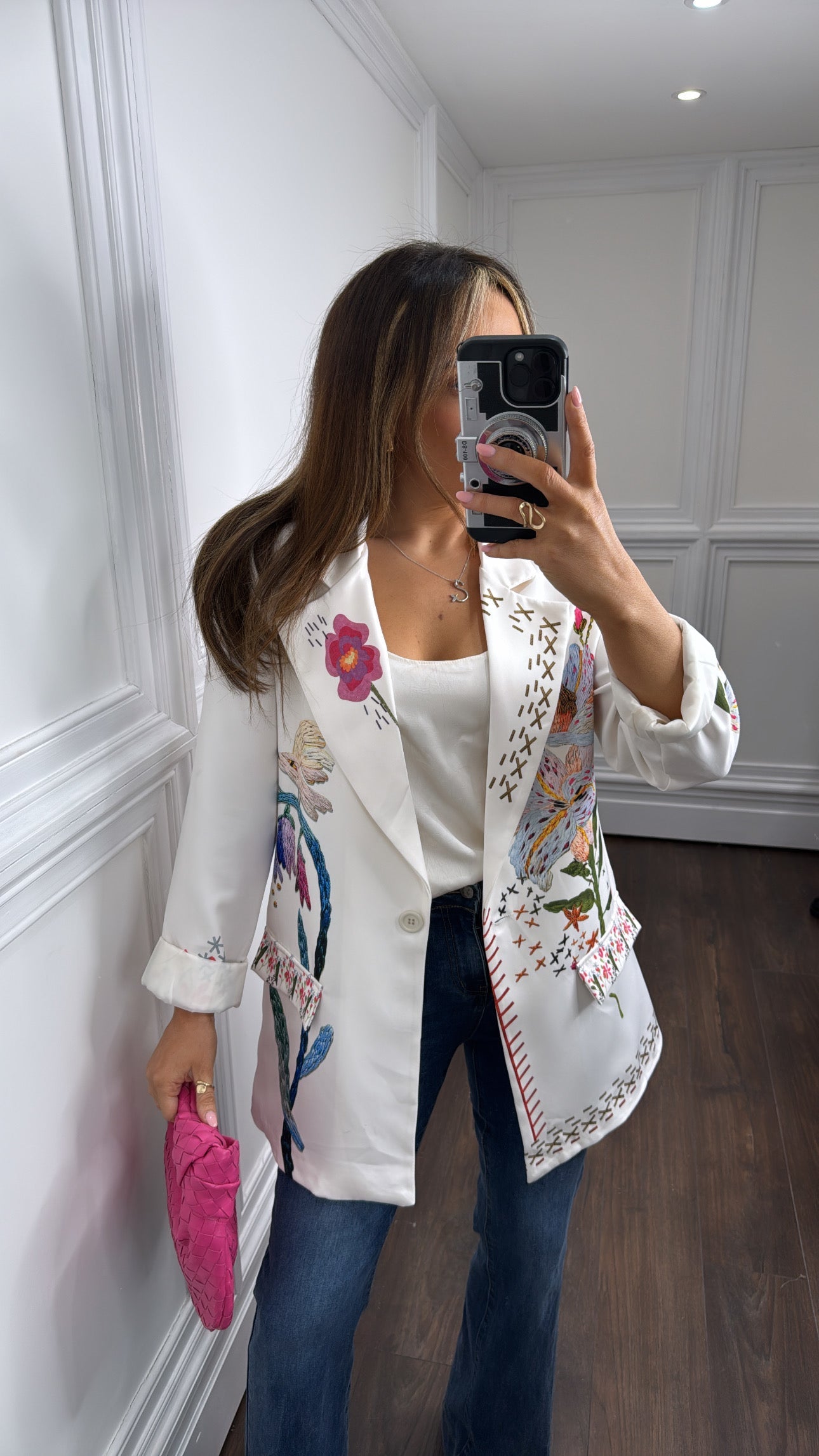 KAYLA cream oriental print blazer