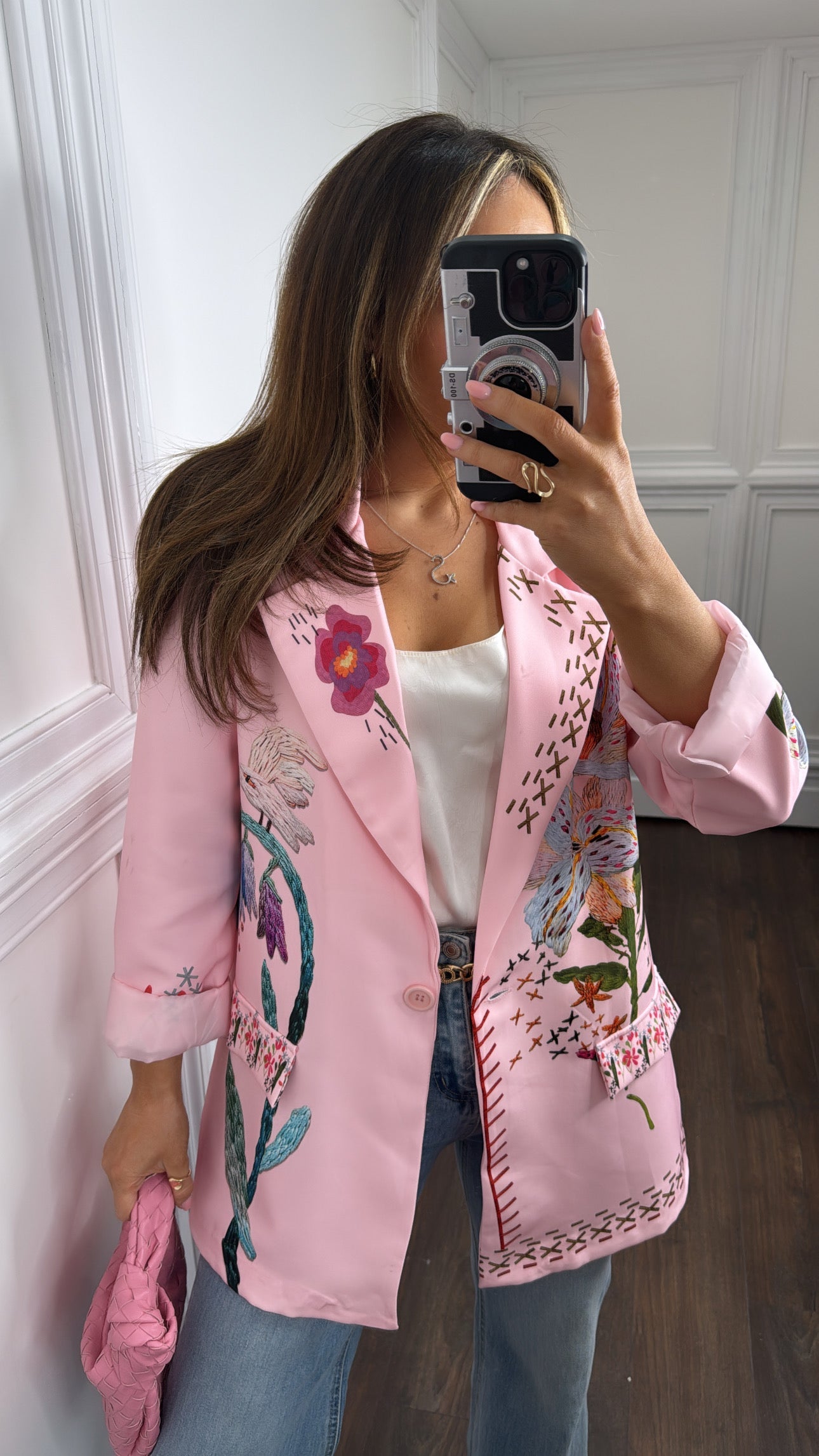 KAYLA pink oriental print blazer